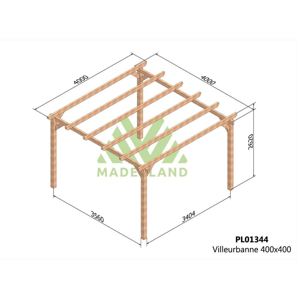 JARDIDECO Pergola en bois lamellé-collé Villeurbanne 400 x 400 cm - Maderland