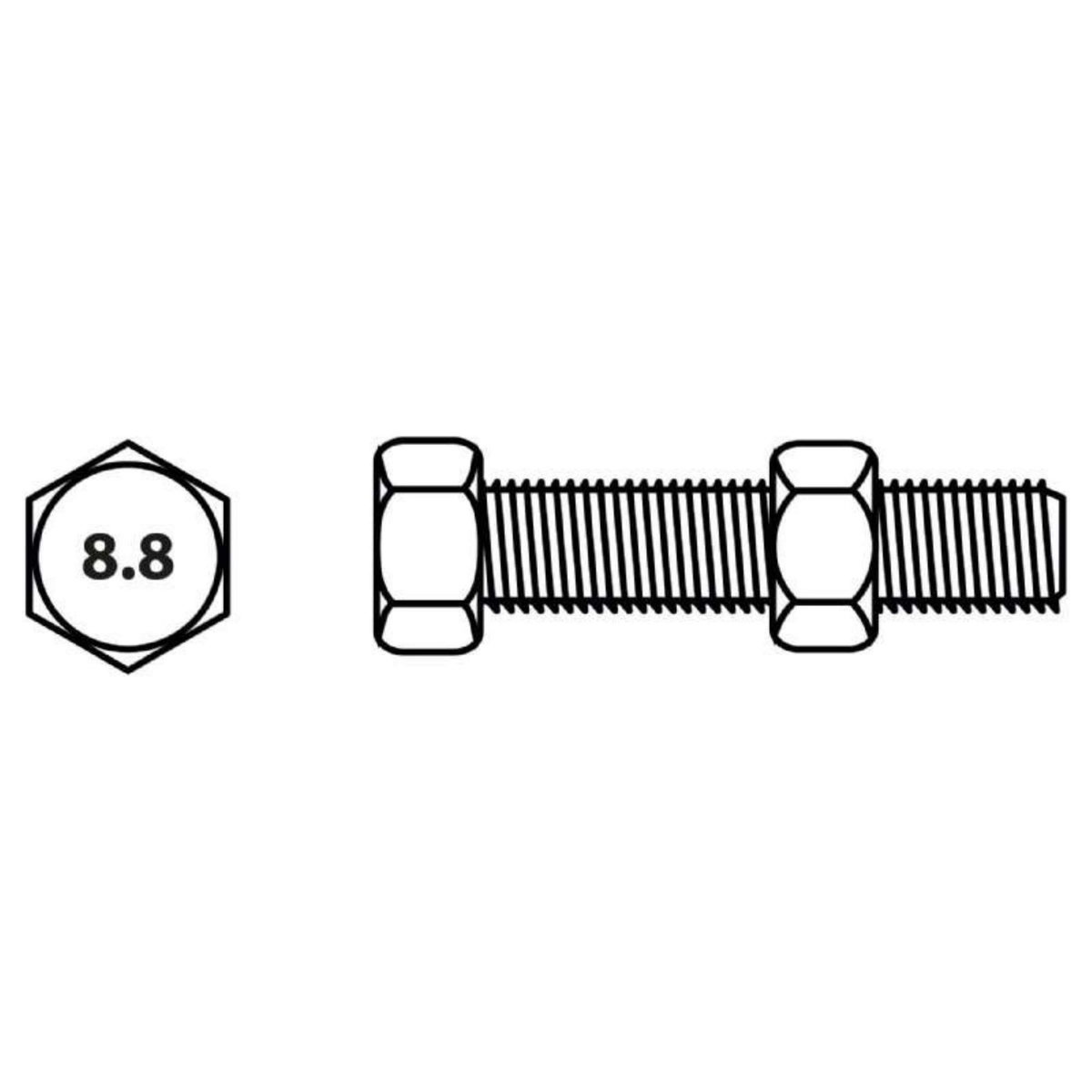  Boulon tête hexagonale et écrou Vissal finition zinguée Ø5 x 40 mm  lot de 14