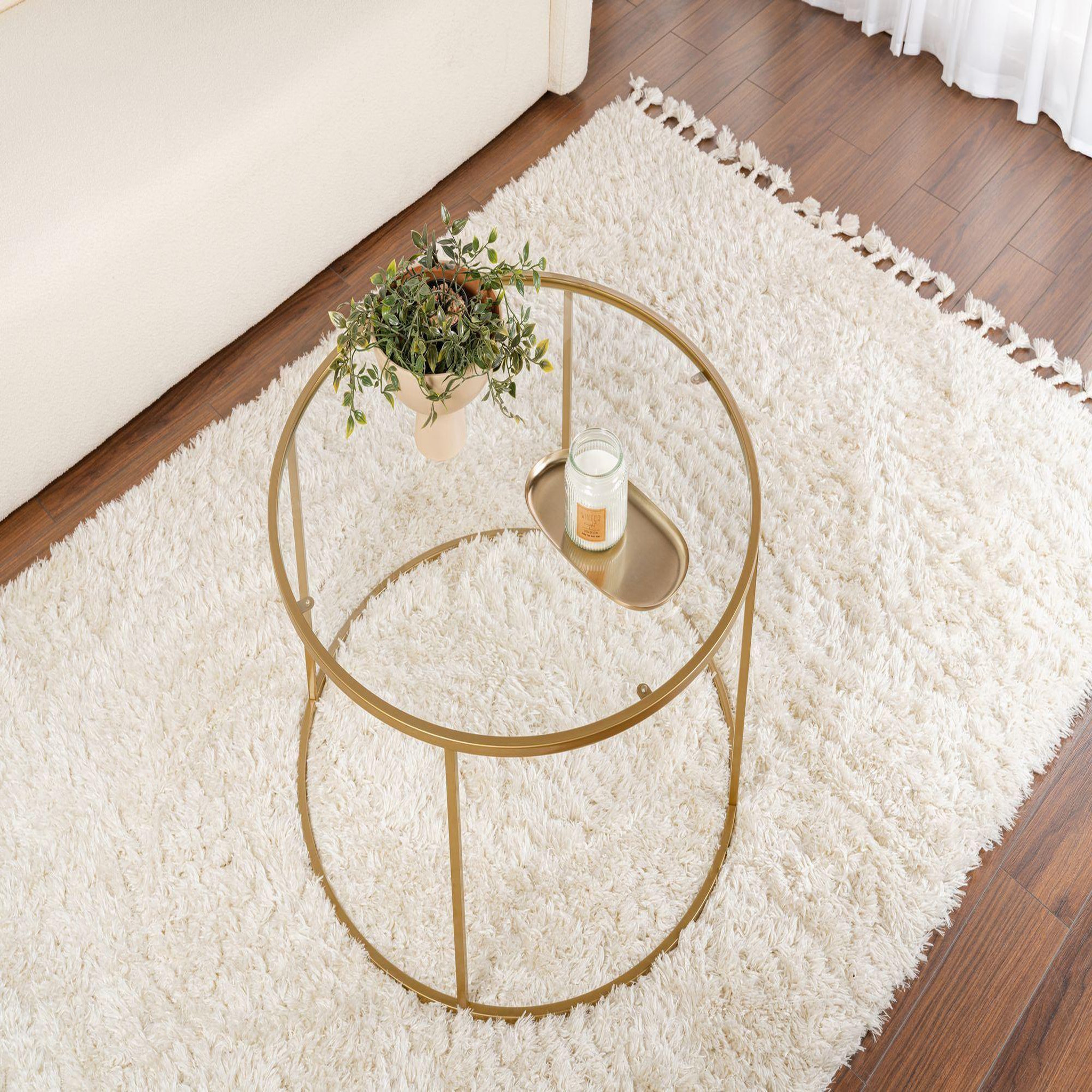 Voir la diapositive 4 : Habitat et Jardin Table basse en métal  aurum  - 80 x 80 x 43 cm - or transparent