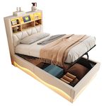 MERAX Lit coffre. Coloris disponibles : Gris, Beige