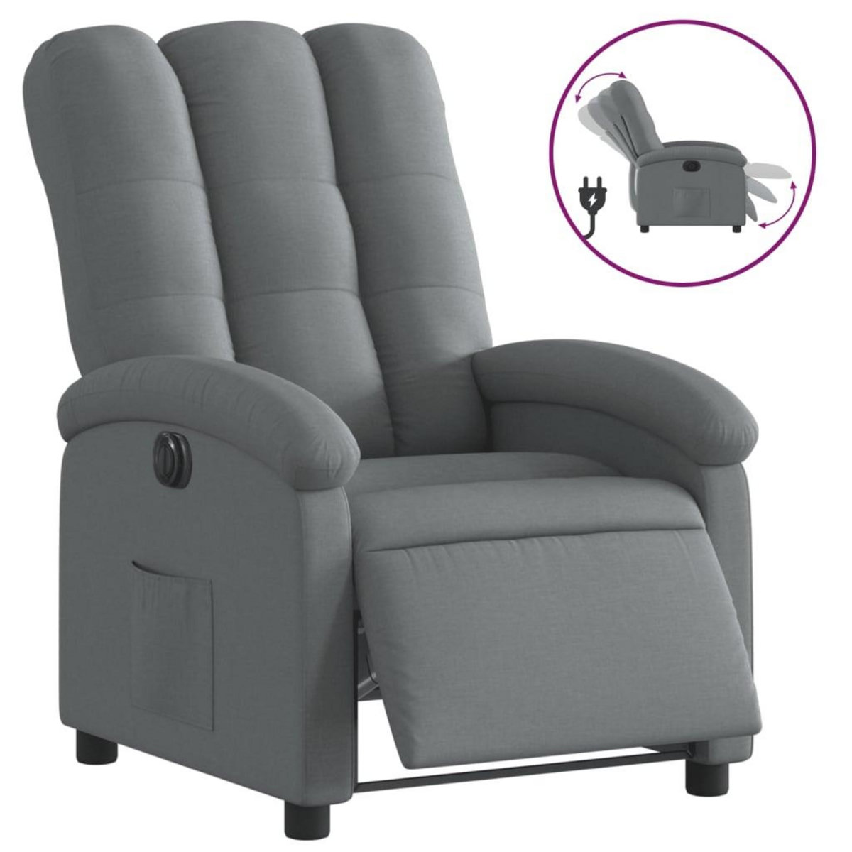 VIDAXL Fauteuil inclinable electrique Gris fonce Tissu