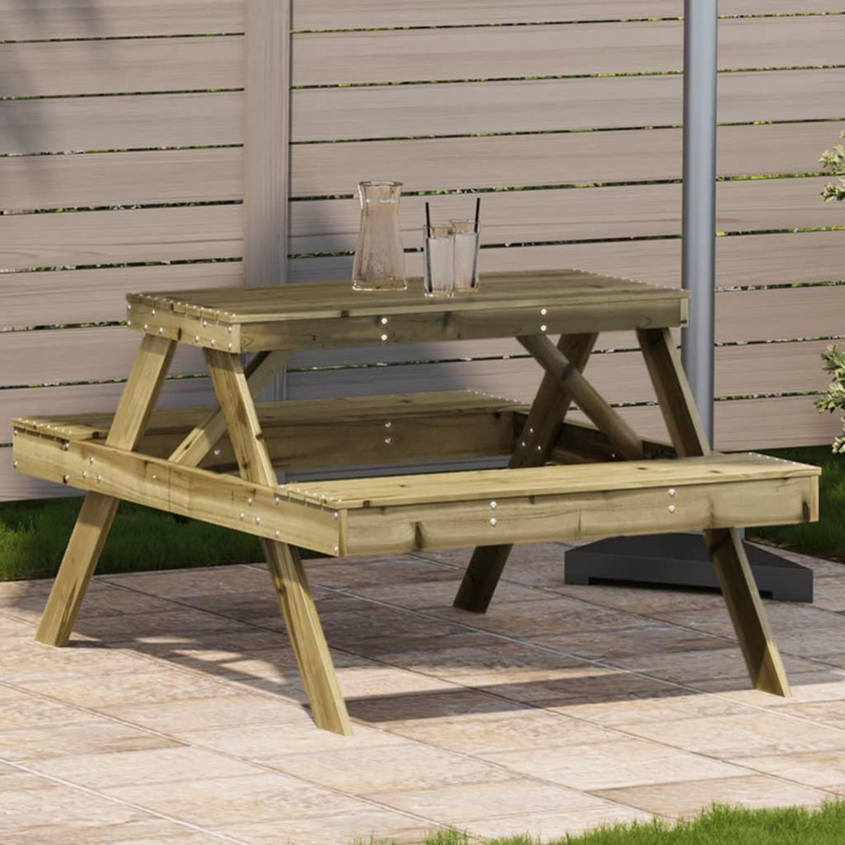 VIDAXL Table de pique-nique 105x134x75 cm bois de pin impregne