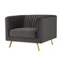Voir la diapositive 2 : Rendez vous déco Fauteuil en velours gris et pieds en métal doré-Gatsby