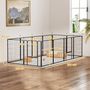 Voir la diapositive 3 : PAWHUT Parc enclos chien modulable pliable 12 panneaux H.80cm 2 portes verrouillables acier époxy noir