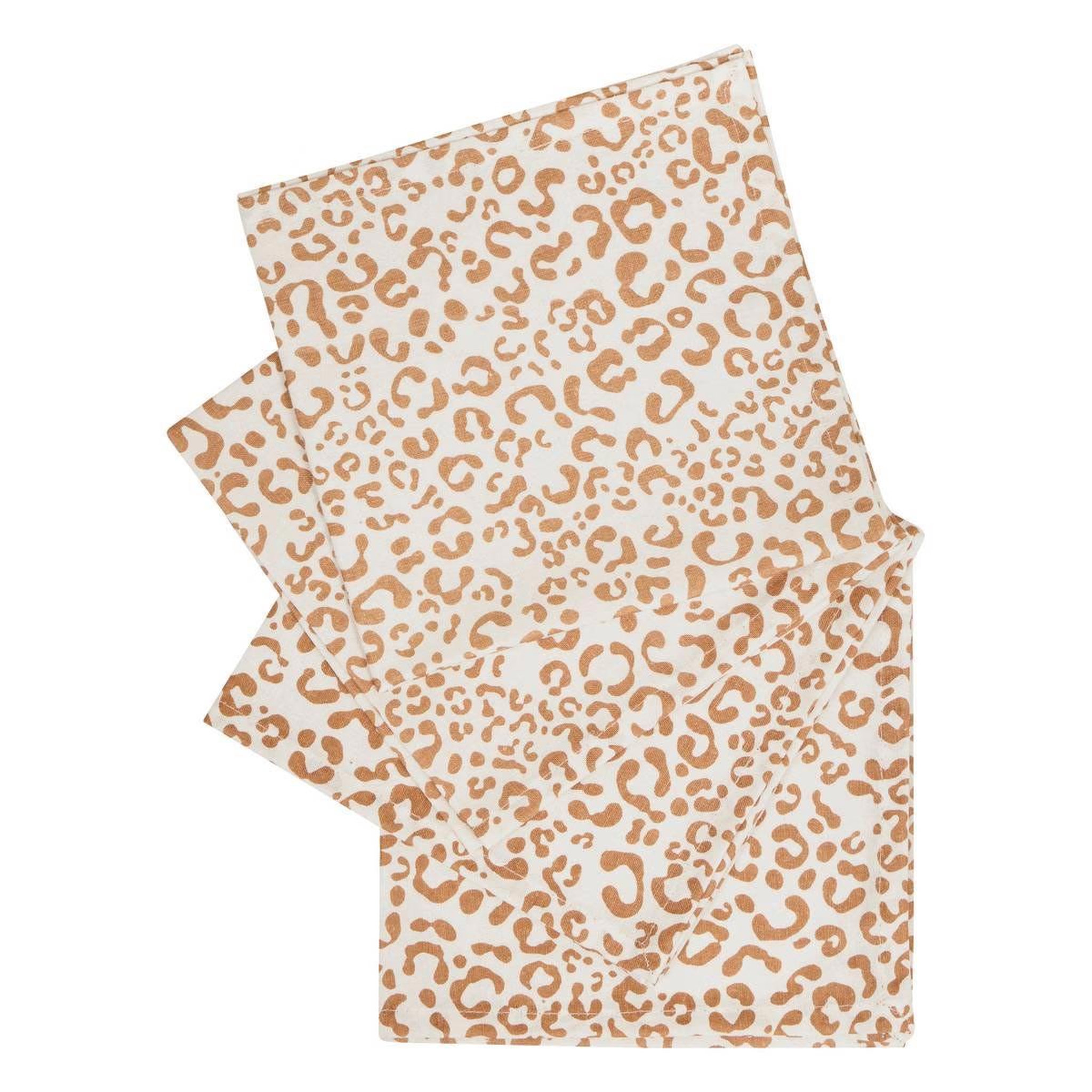ATMOSPHERA Lot de 4 serviettes de table  leopardi  40x40cm beige