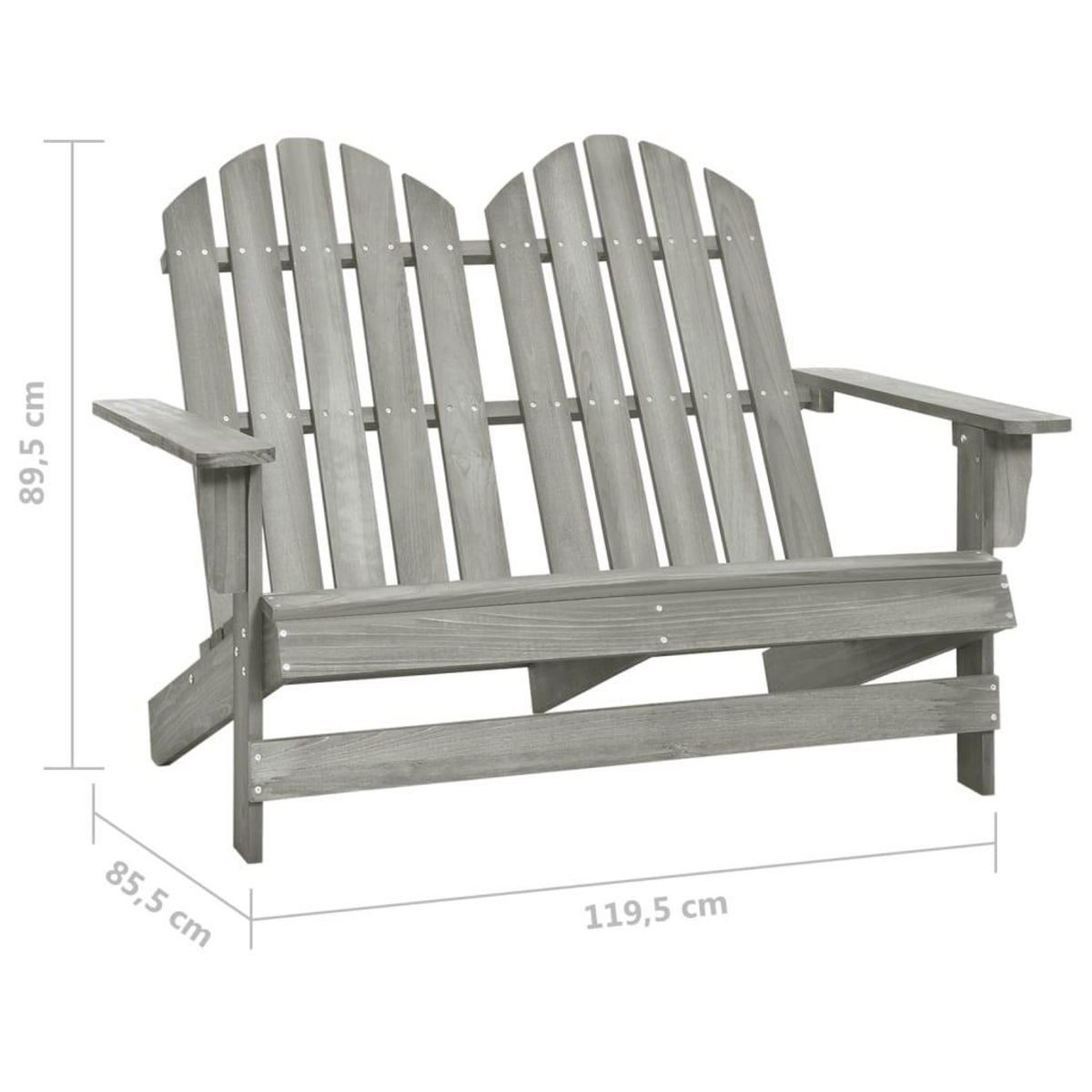 VIDAXL Chaise de jardin Adirondack 2 places bois de sapin massif gris
