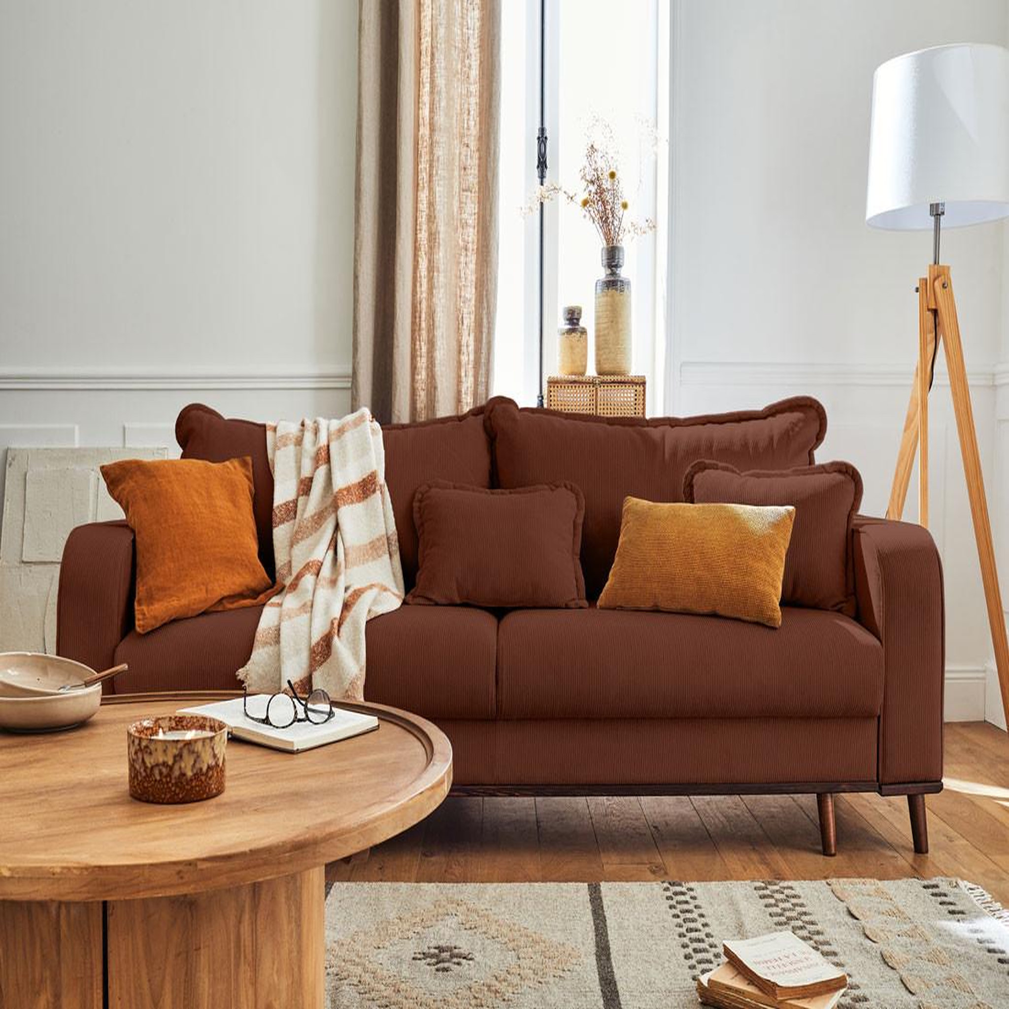Voir la diapositive 5 : BEST MOBILIER Albane - canapé 3 places - convertible avec coffre - en velours côtelé