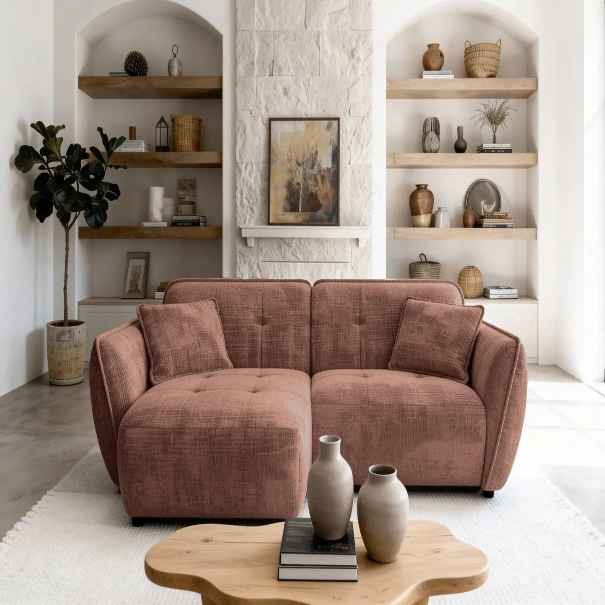 Voir la diapositive 3 : CASANOVA PARIS Mona - canapé d'angle tissu chenille 4 places droit