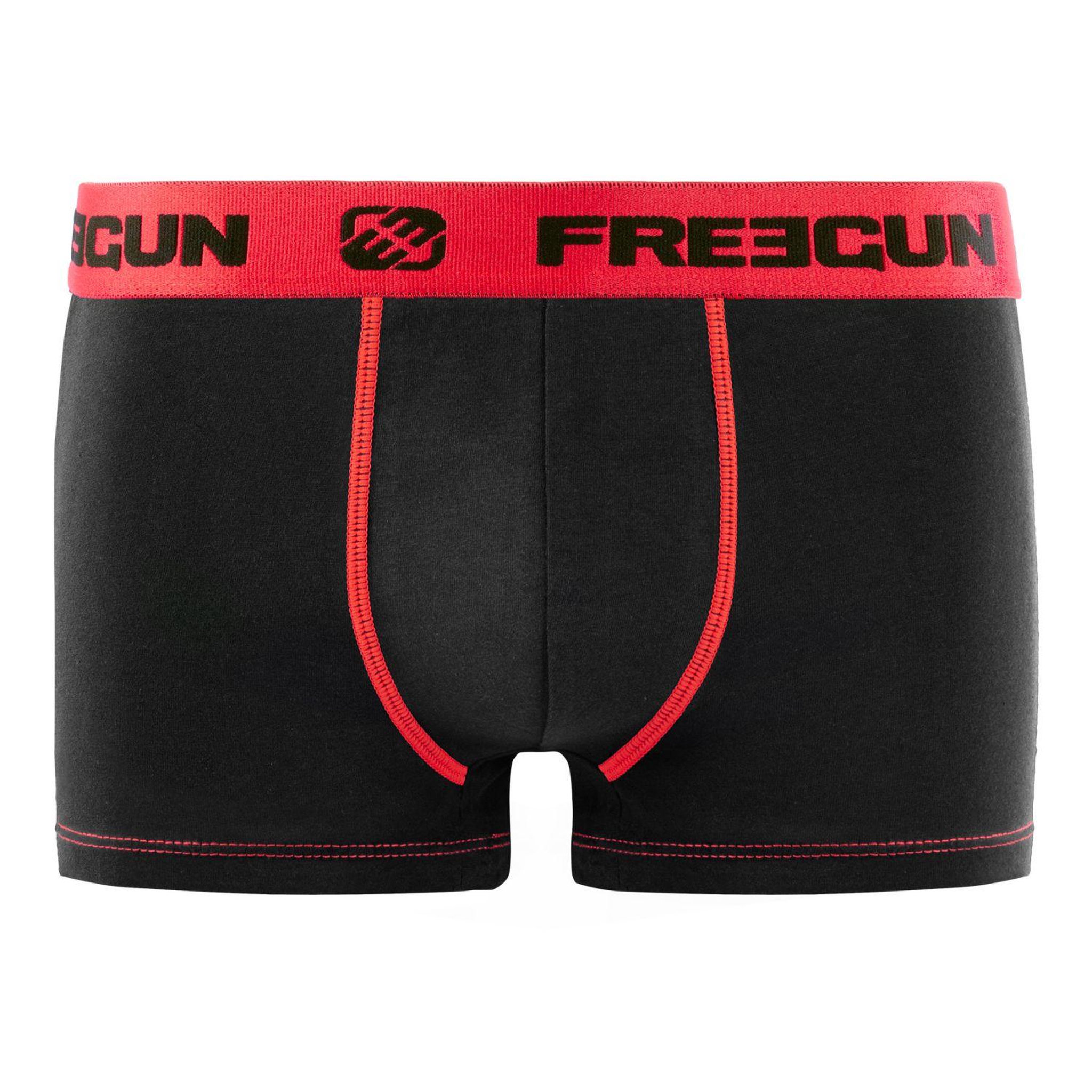 Voir la diapositive 4 : FREEGUN Lot de 4 Boxers garçon coton Rouge