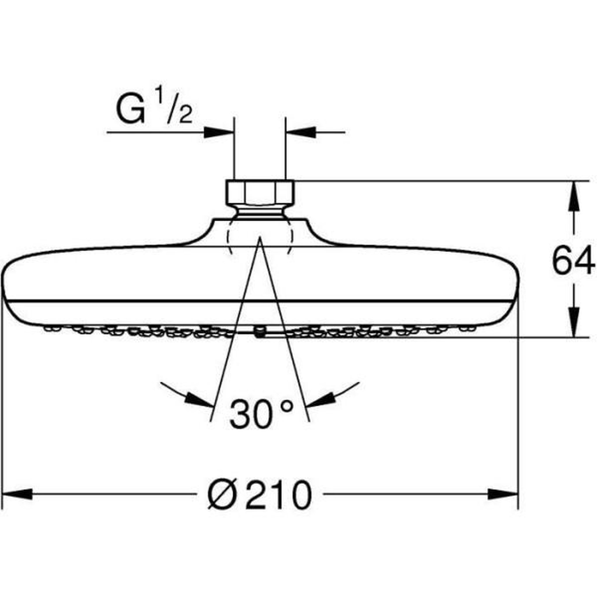 Voir la diapositive 5 : Grohe Douche de tete GROHE Vitalio Start 210 - jet unique - économie d'eau - raccord fileté 1/2 - 26415000