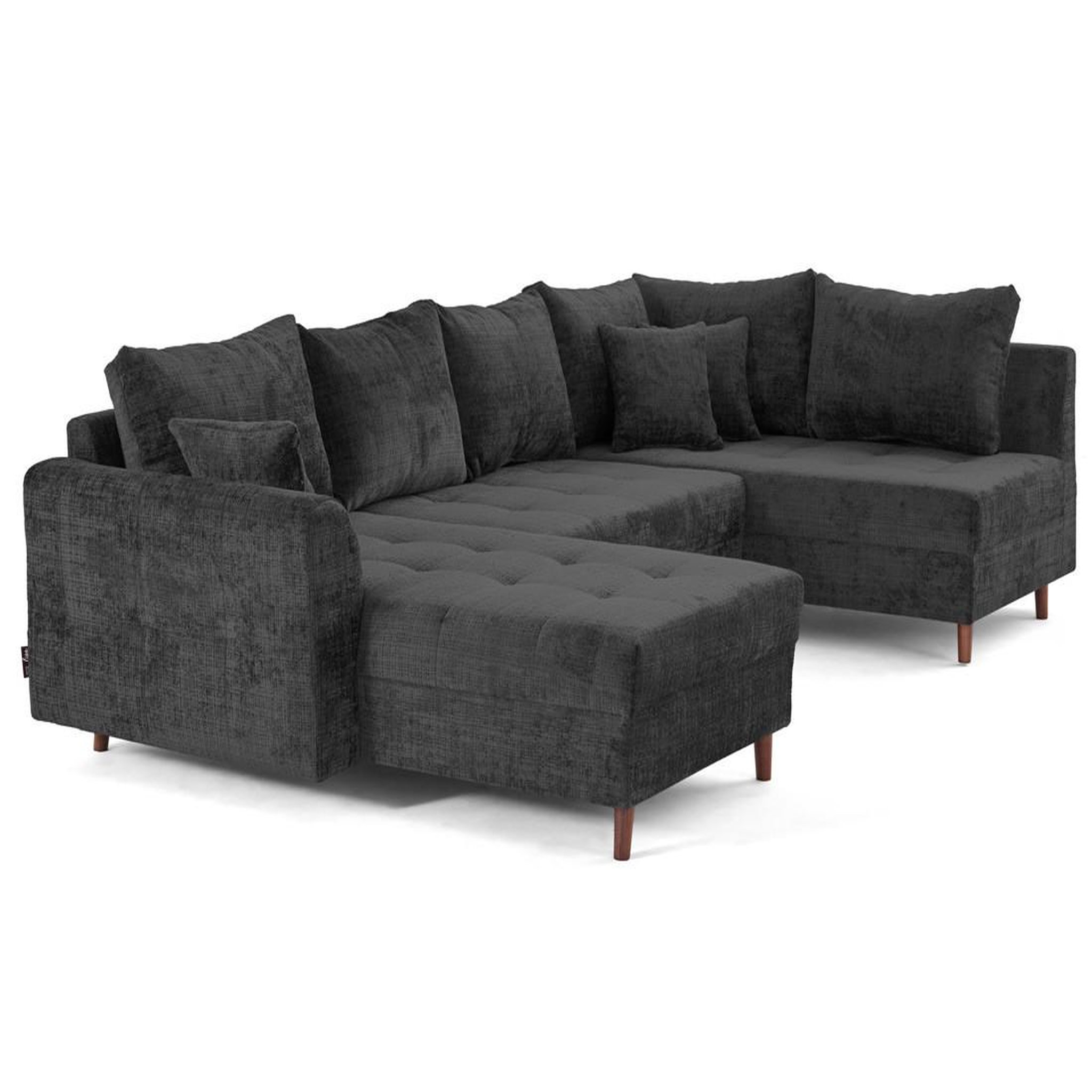 Voir la diapositive 4 : BEST MOBILIER Rune - canapé panoramique d'angle droit 7 places en velours texturé