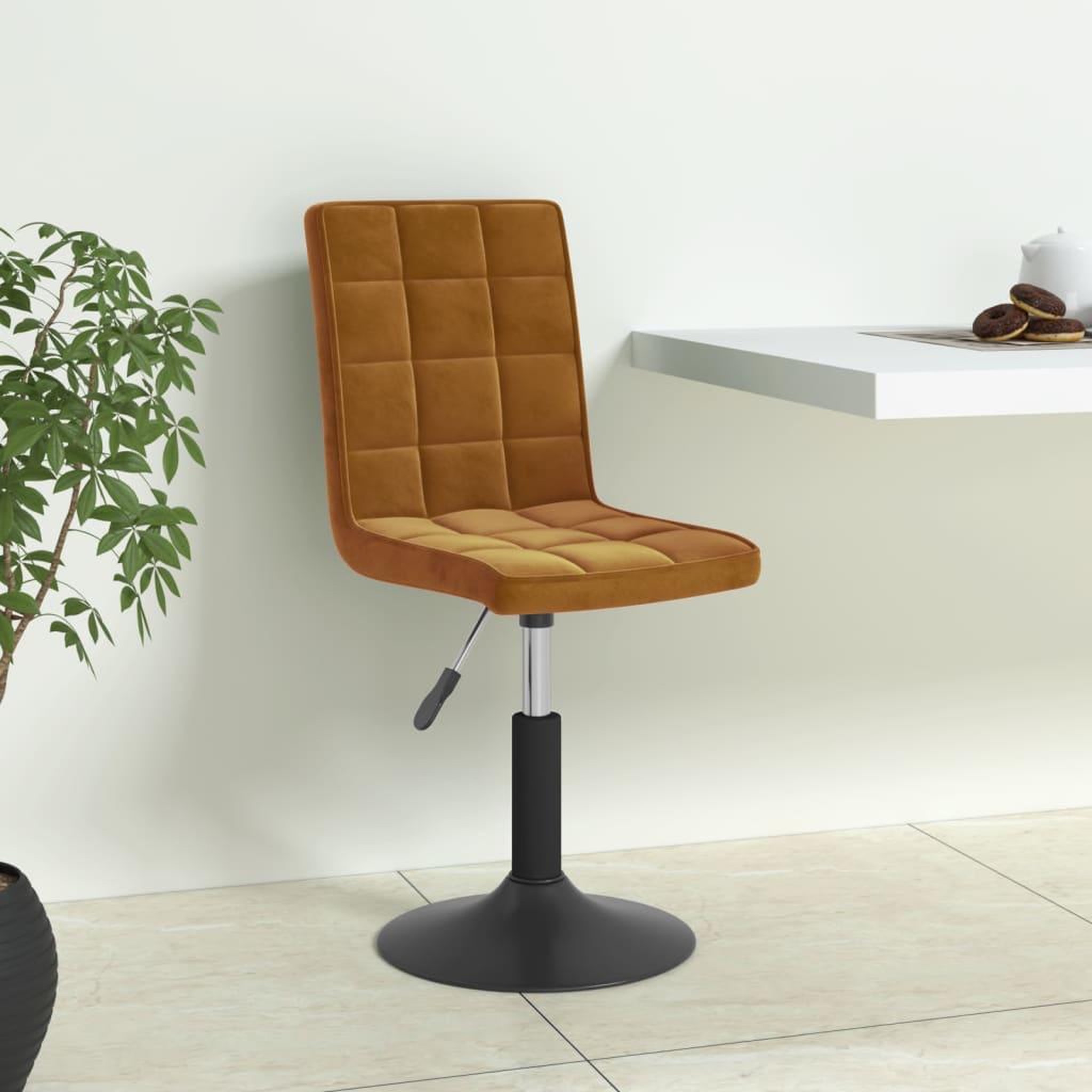 VIDAXL Chaises pivotantes a manger lot de 6 marron velours