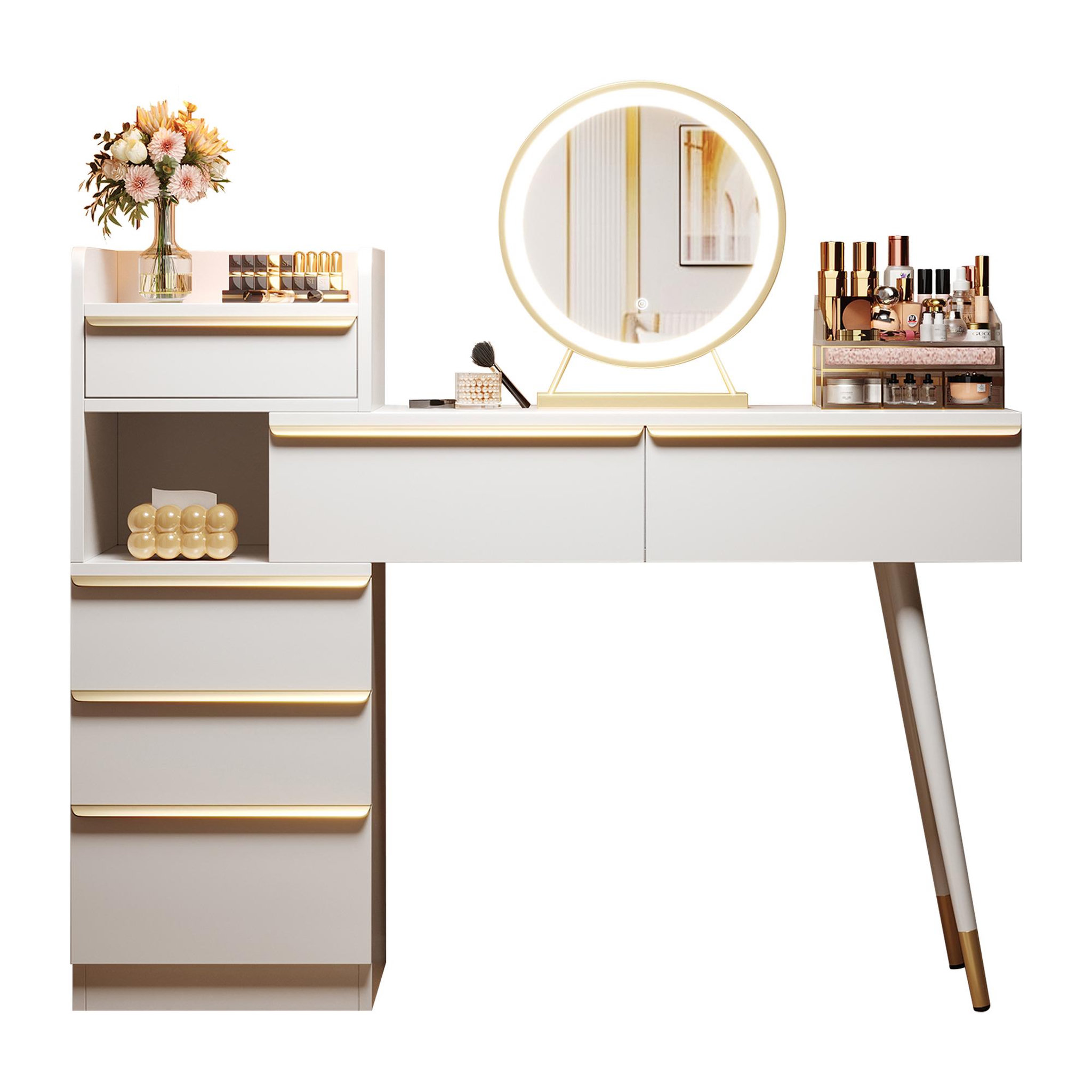 MERAX Coiffeuse coloris blanc panneaux de particules