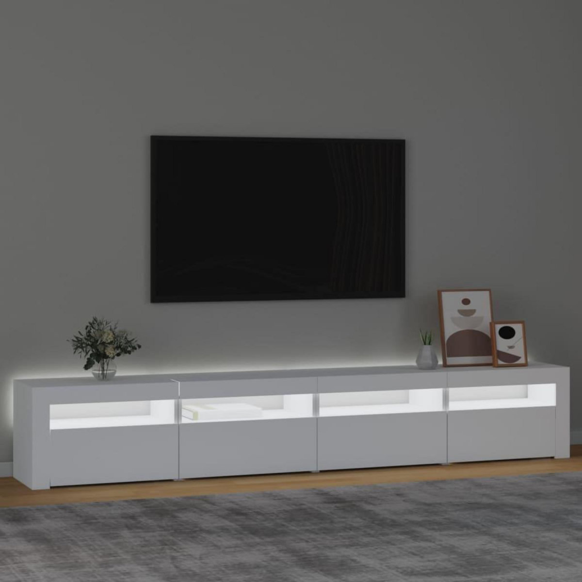 VIDAXL Meuble TV avec lumieres LED Blanc 240x35x40 cm
