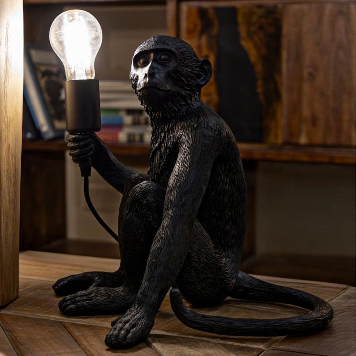 Paris Prix Lampe à Poser Design  Monkey  33cm Noir