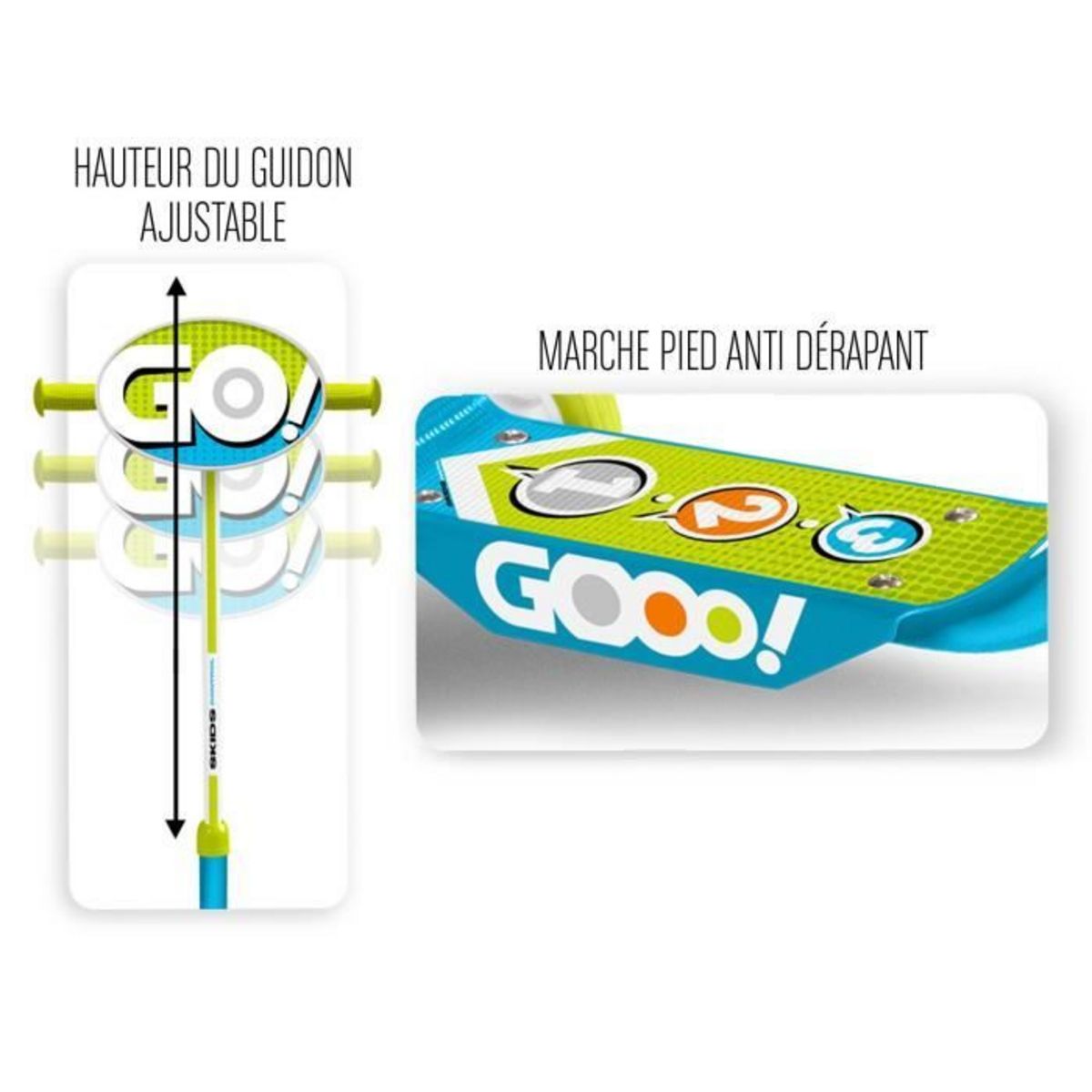 Skids Control Trottinette 3 roues - Bleue 