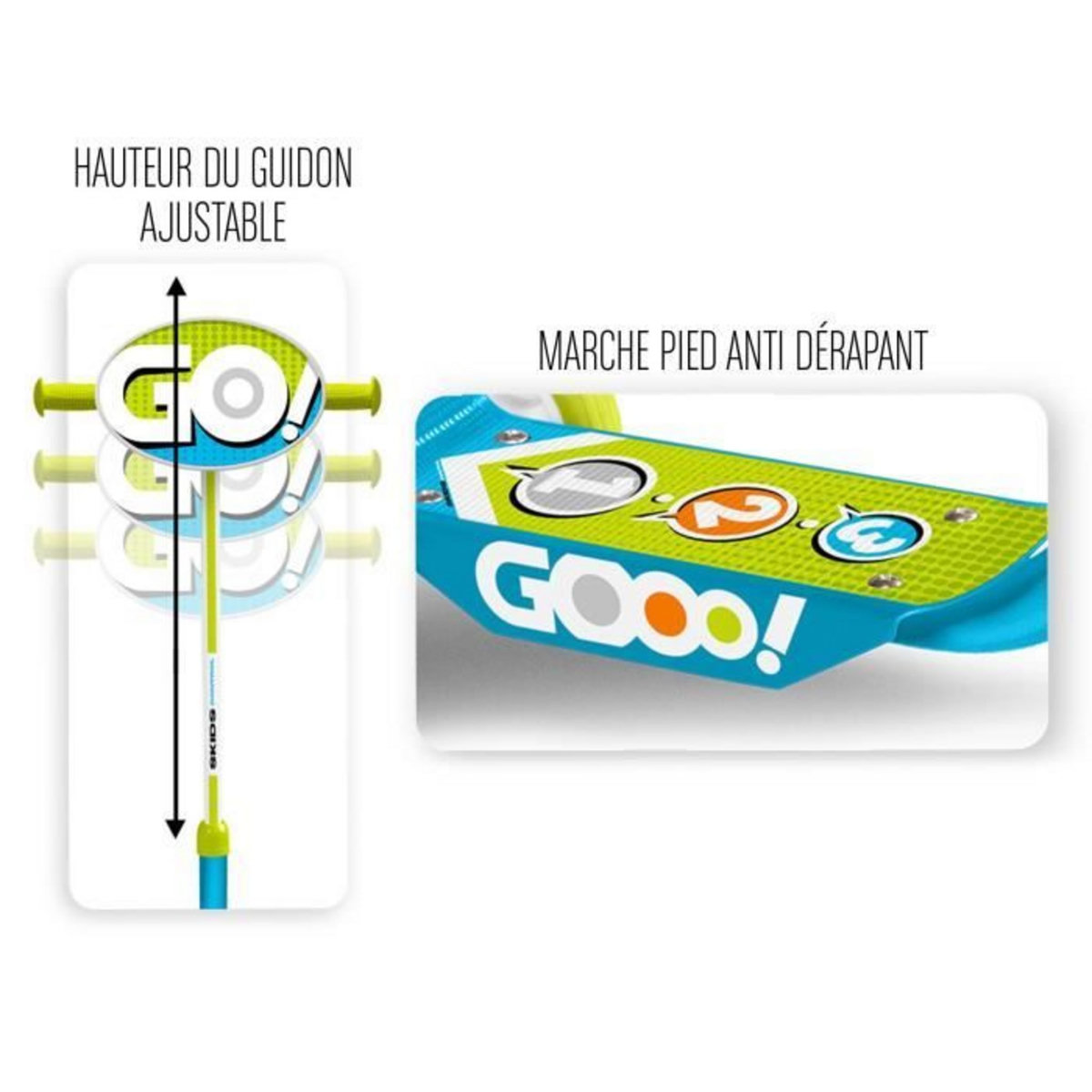 Skids Control Trottinette 3 roues - Bleue 