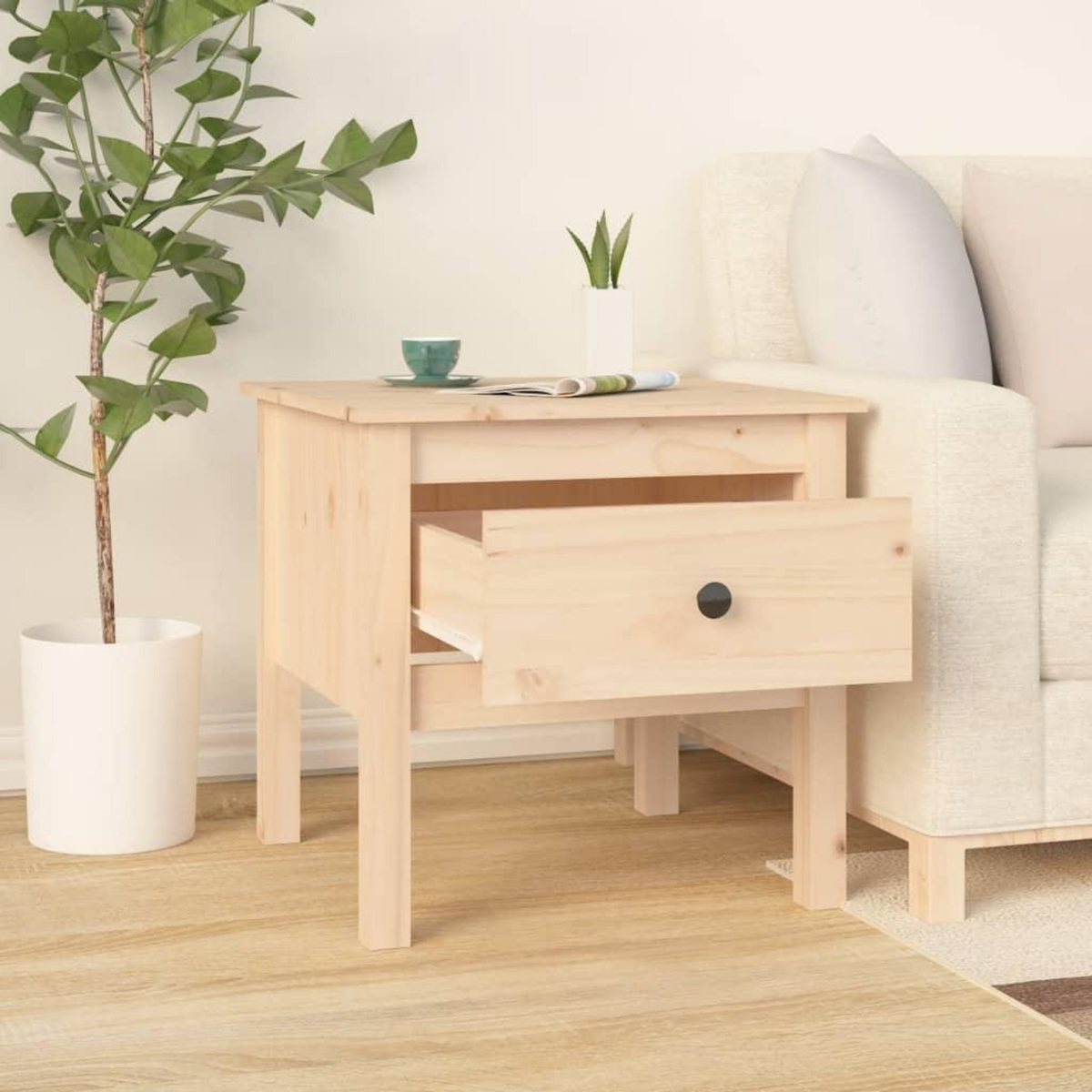 VIDAXL Tables d'appoint 2 pcs 50x50x49 cm Bois massif de pin