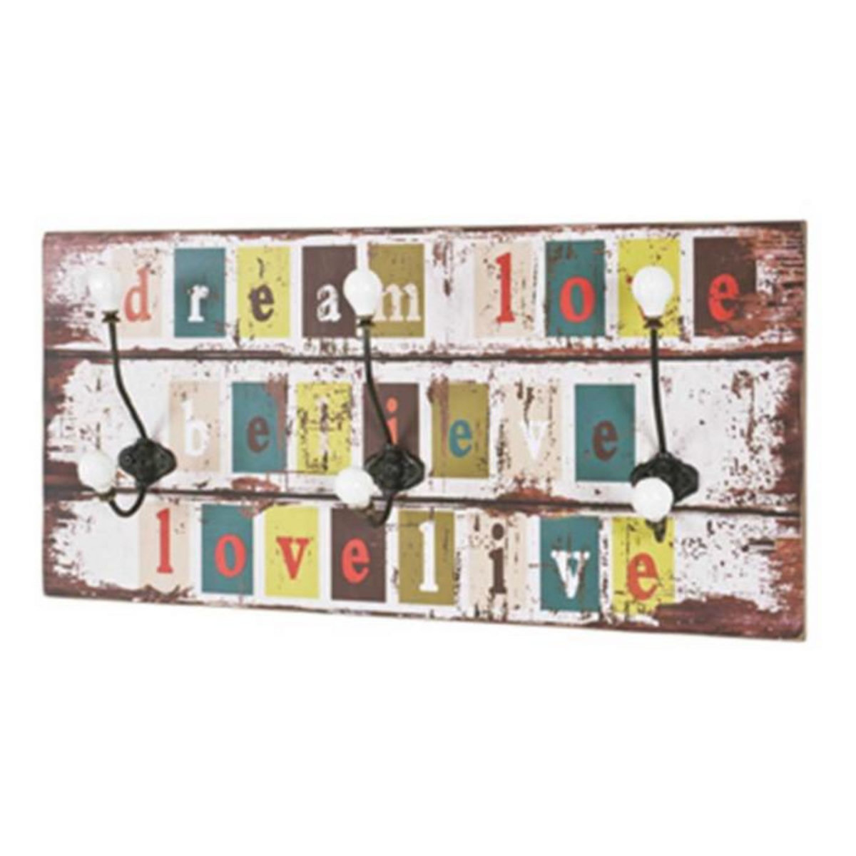 Paris Prix Patère Murale 3 Crochets  Dream Love  60cm Multicolore