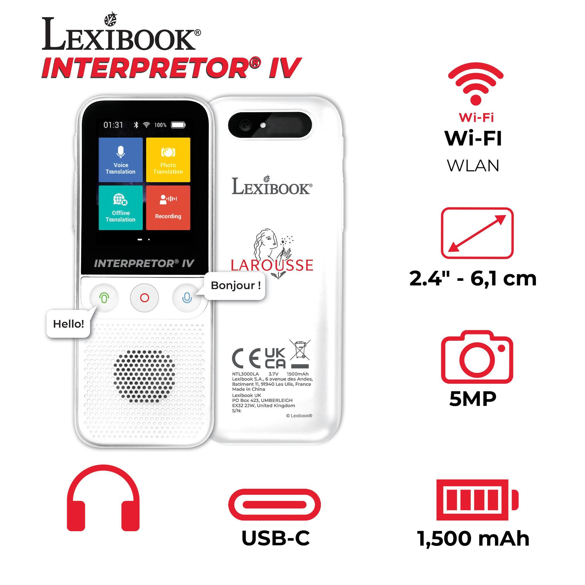 Voir la diapositive 2 : Lexibook Traducteur vocal138 langues larousse