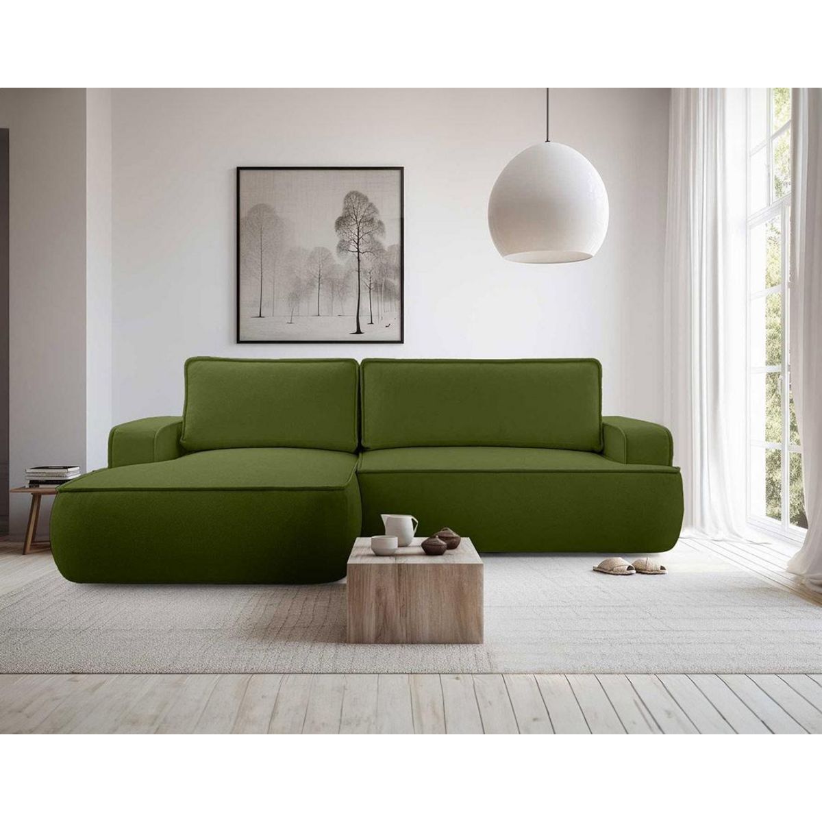 BEST MOBILIER Nessino - canapé d'angle gauche 4 places - convertible avec coffre - en tissu texturé