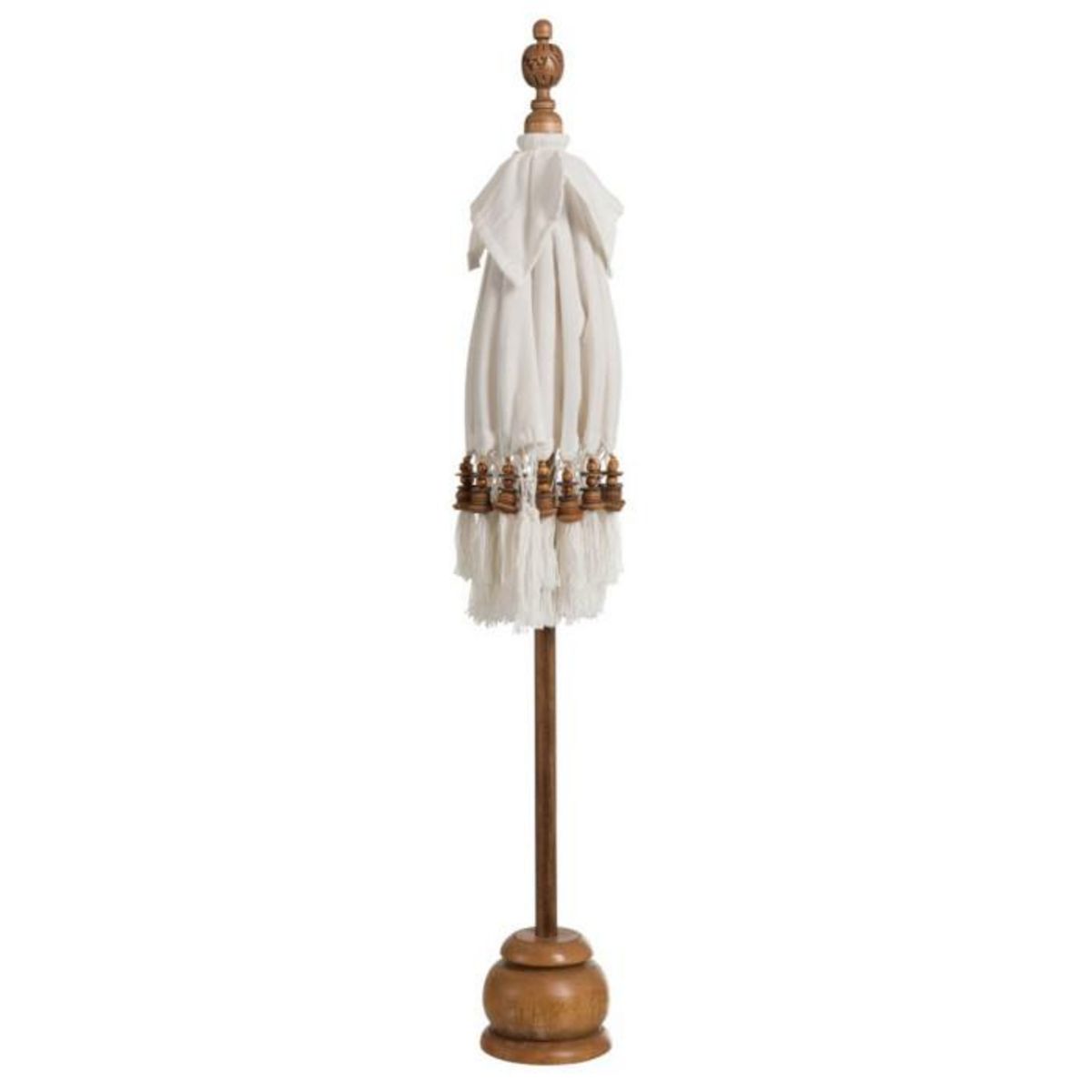 Paris Prix Parasol Déco  Pompons  90cm Blanc & Naturel