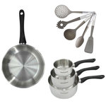 Fackelmann Lot de 1 Poêle 28 cm, 3 Casseroles 12/16/20 cm Fackelmann Geneva avec 5 ustensiles de cuisine