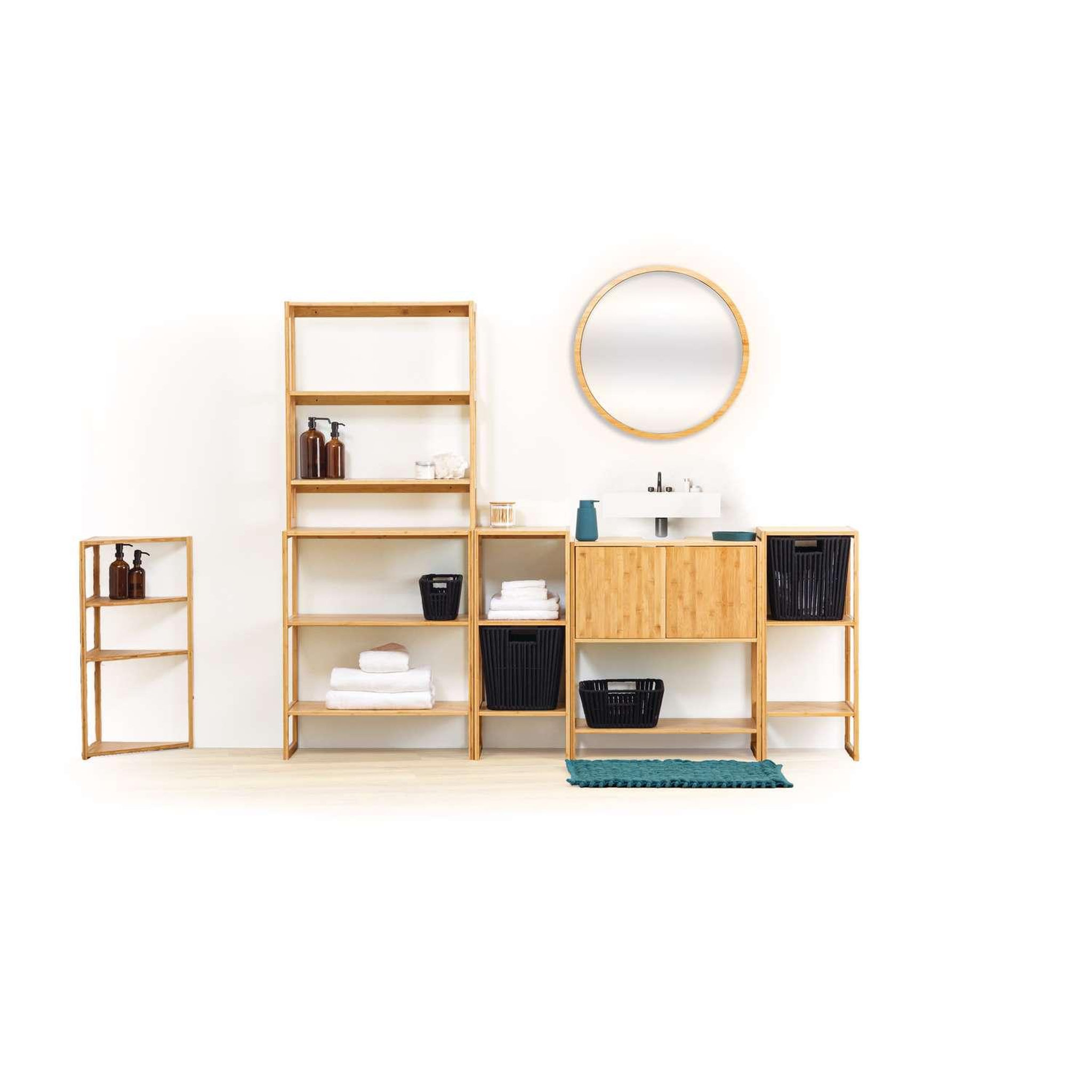 Voir la diapositive 6 : ATMOSPHERA Miroir rond en bois - Diam 55 cm - Marron