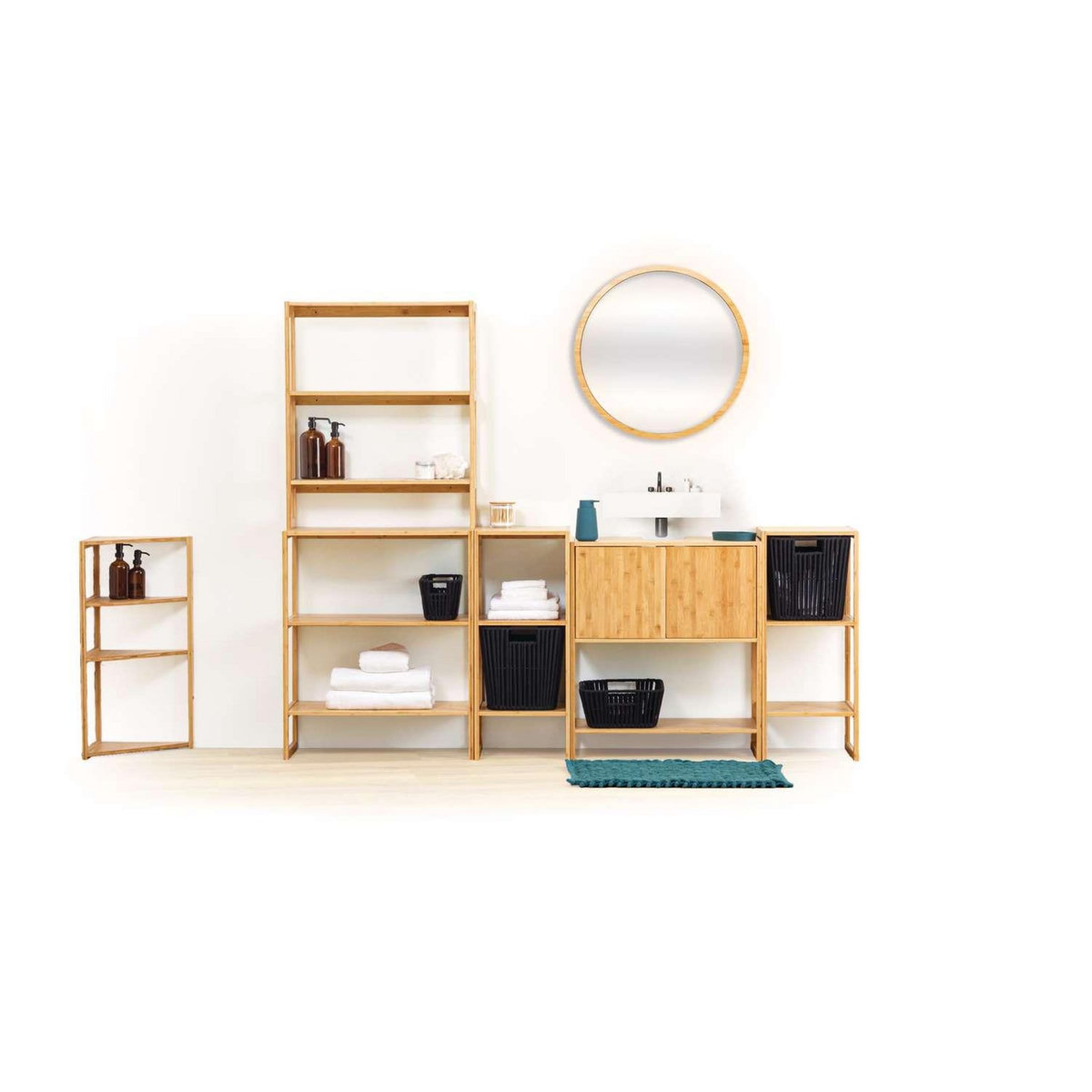 ATMOSPHERA Miroir rond en bois - Diam 55 cm - Marron