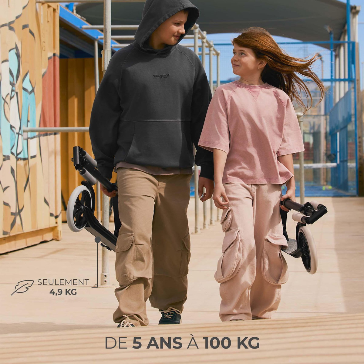 KINDERKRAFT Trottinette pliable urbaine enfant et adulte