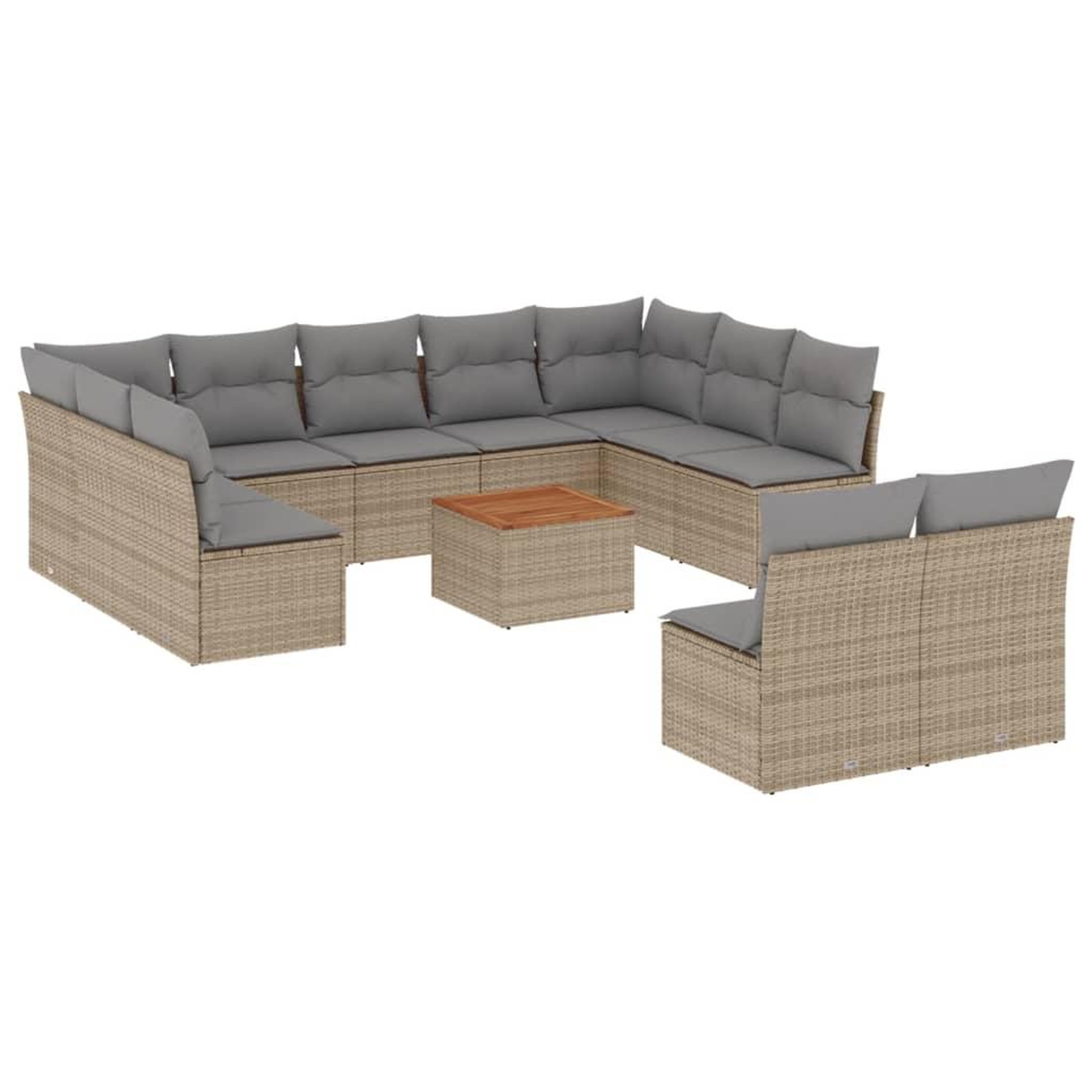 Voir la diapositive 2 : VIDAXL Salon de jardin avec coussins 12 pcs beige resine tressee