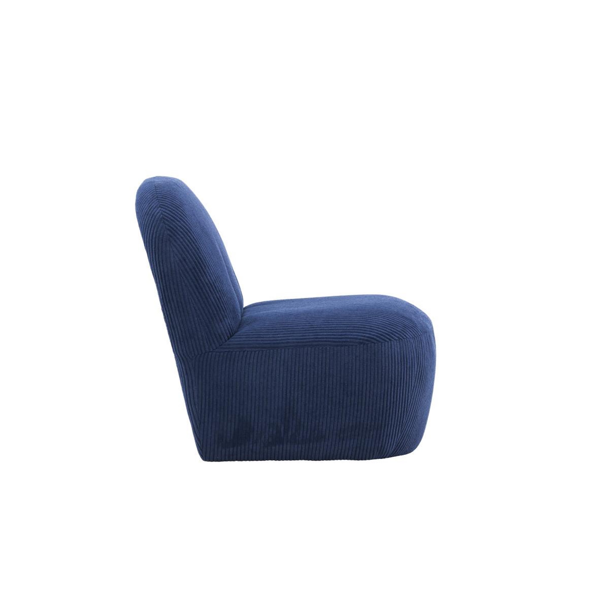 Voir la diapositive 2 : Paris Prix Fauteuil design en tissu côtelé  mahla  82cm bleu marine