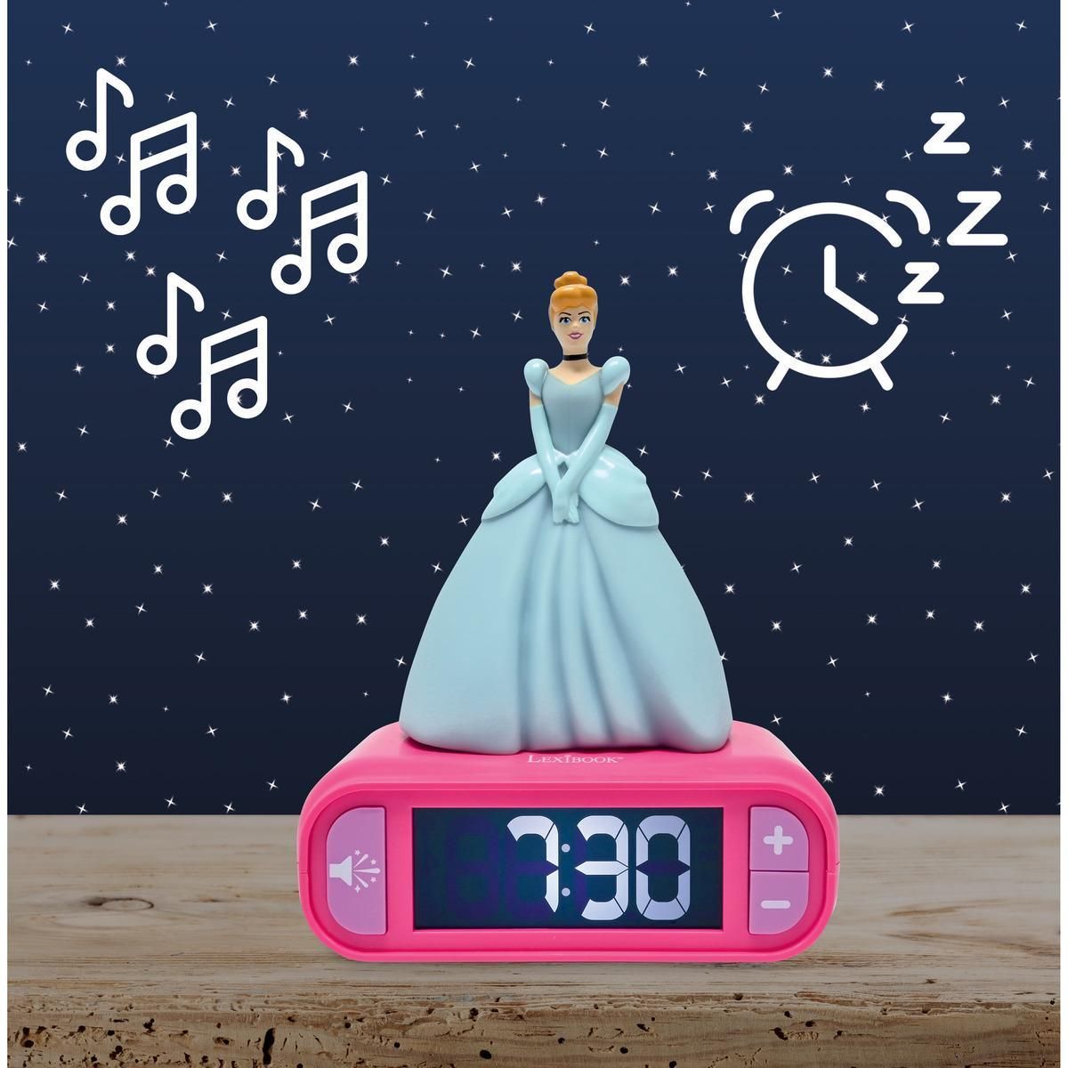 Lexibook Réveil avec veilleuse Disney Princesses Cendrillon 3D
