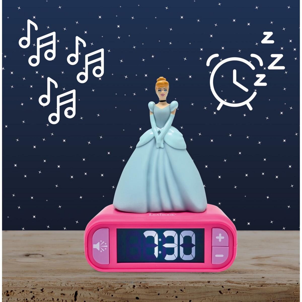 Lexibook Réveil avec veilleuse Disney Princesses Cendrillon 3D
