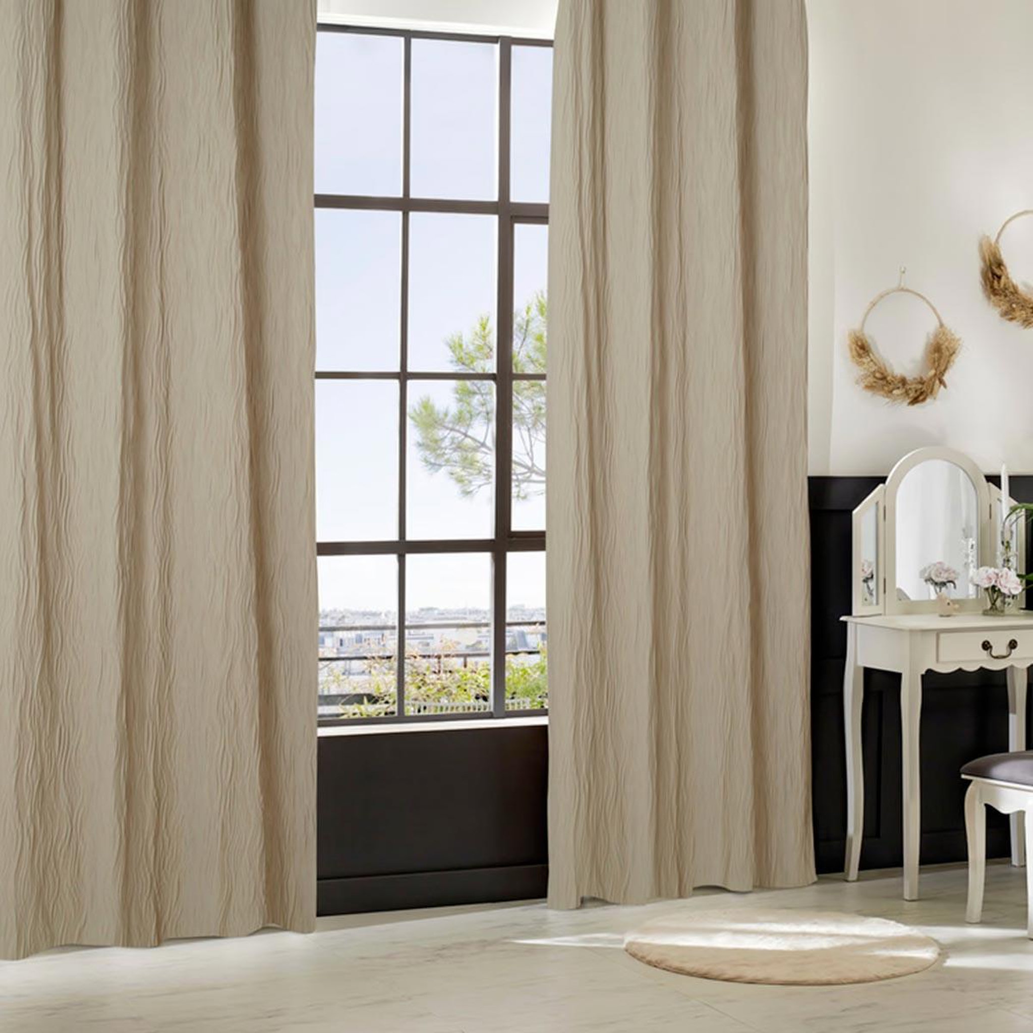 ATMOSPHERA Rideau plissé à œillets  maëly  135x260cm beige lin