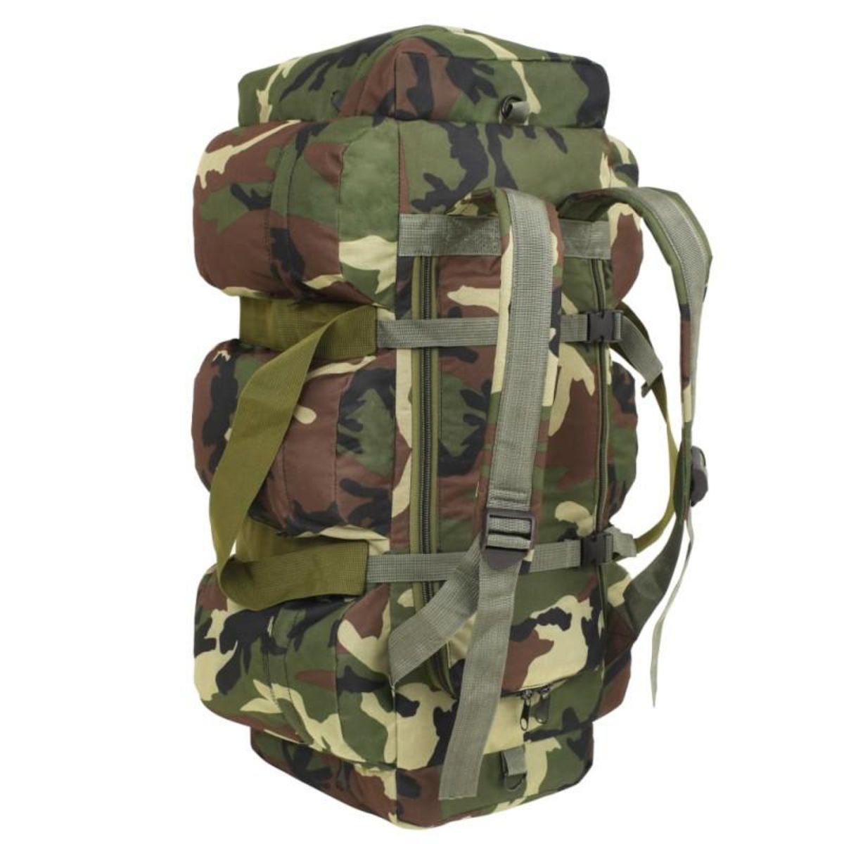 VIDAXL Sac de sport en style militaire 3 en 1 90 L Camouflage