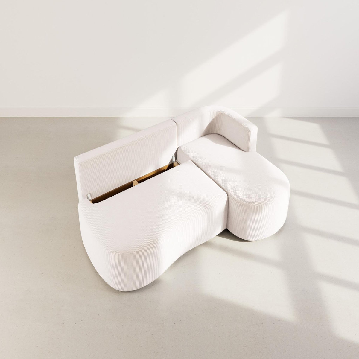 LISA DESIGN Mahina - canapé d'angle droit 4 places convertible avec coffre en velours côtelé