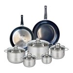 ELO Ensemble de 2 Poêles de cuisson 28 et 32 cm et 5 faitouts 12, 14, 16, 20 et 24 cm Elo Prima Brillant