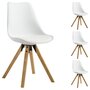 IDIMEX Lot de 4 chaises de salle à manger TYSON style scandinave design nordique piètement bois massif, siège coque en plastique blanc