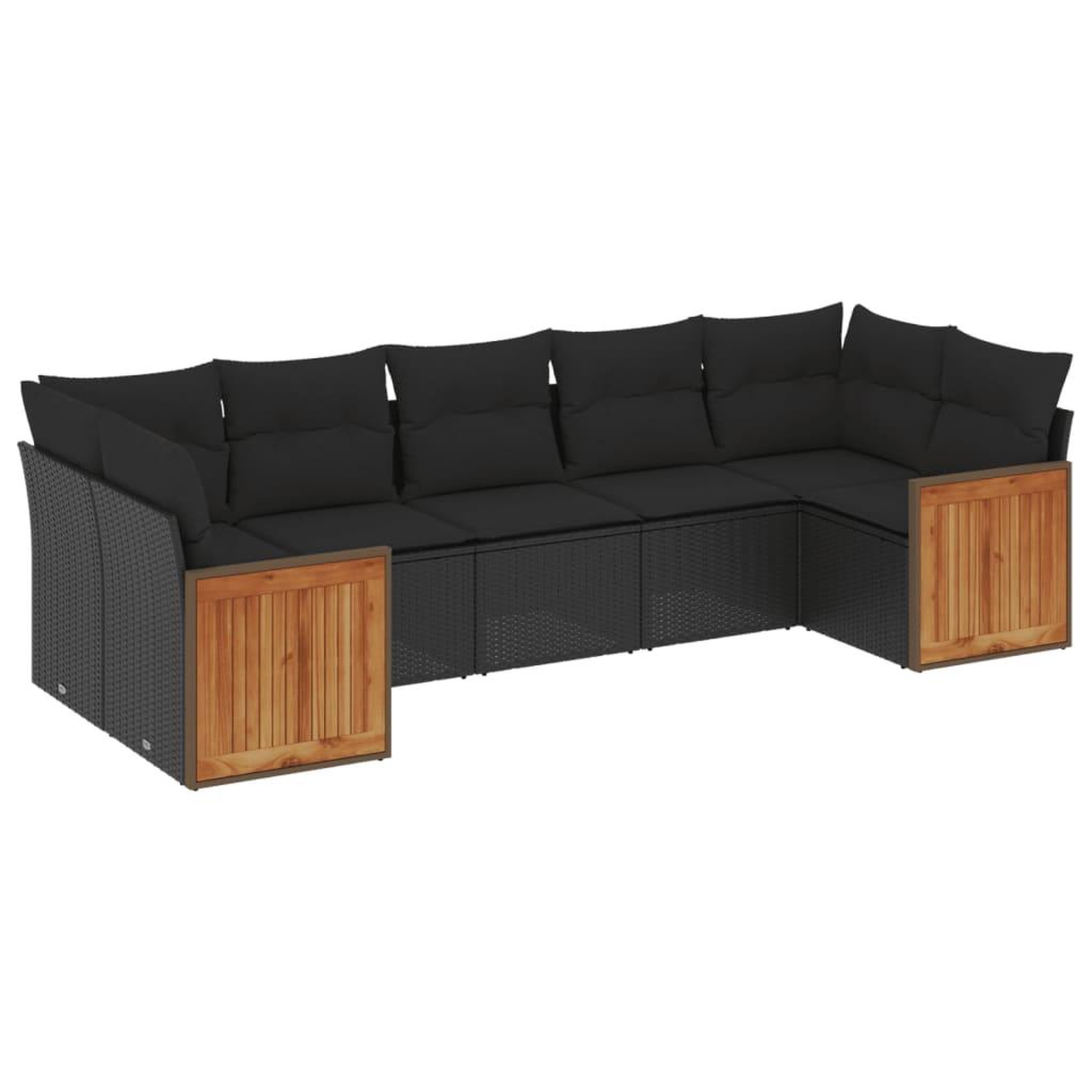 Voir la diapositive 2 : VIDAXL Salon de jardin 7 pcs avec coussins noir resine tressee