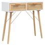 Voir la diapositive 2 : VIDAXL Table console Blanc 80x30x75 cm Bois massif pin /rotin naturel