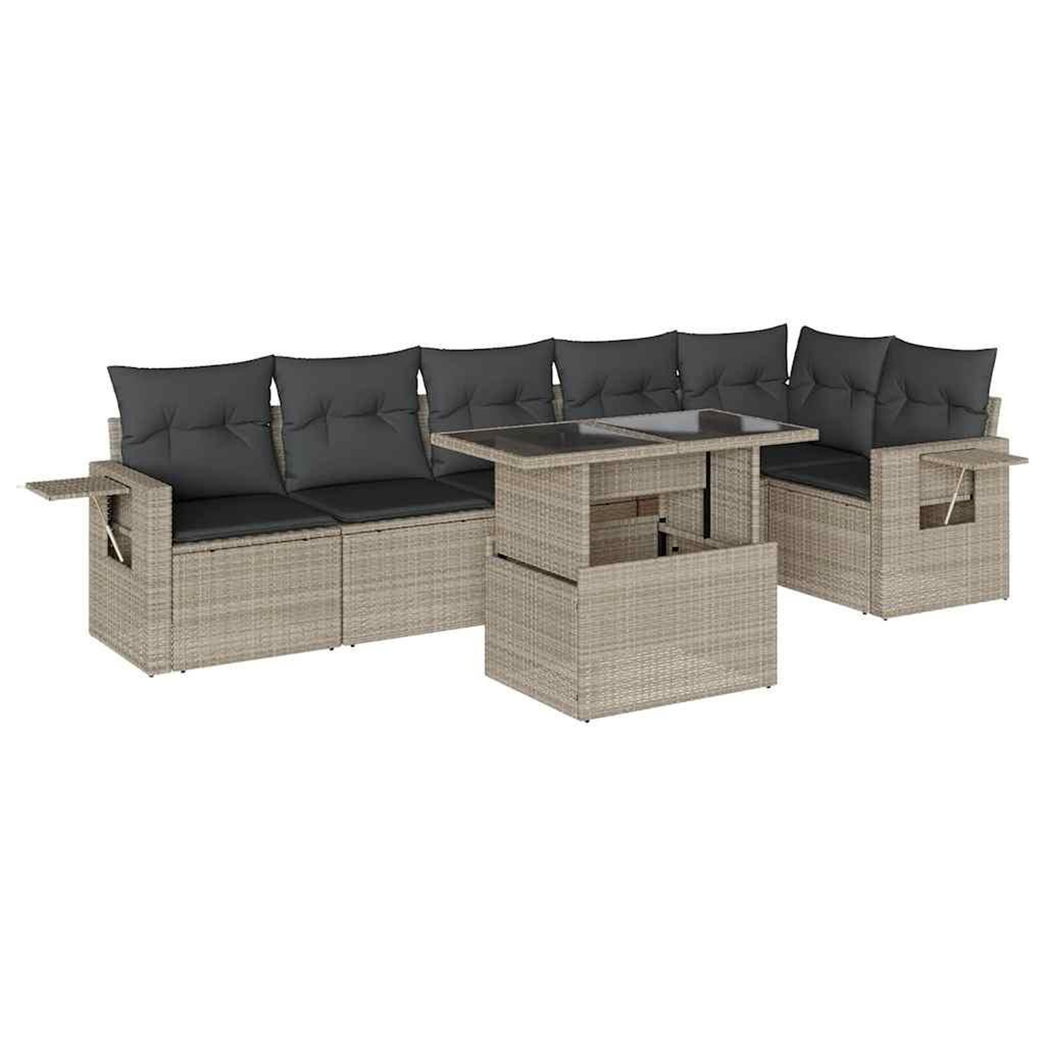 Voir la diapositive 2 : VIDAXL Salon de jardin avec coussins 7 pcs gris clair resine tressee