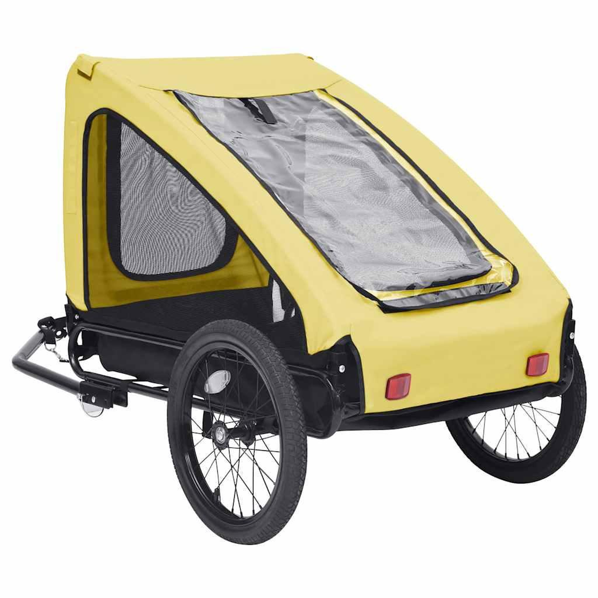 Voir la diapositive 3 : VIDAXL Remorque de velo pour animaux de compagnie jaune et noir