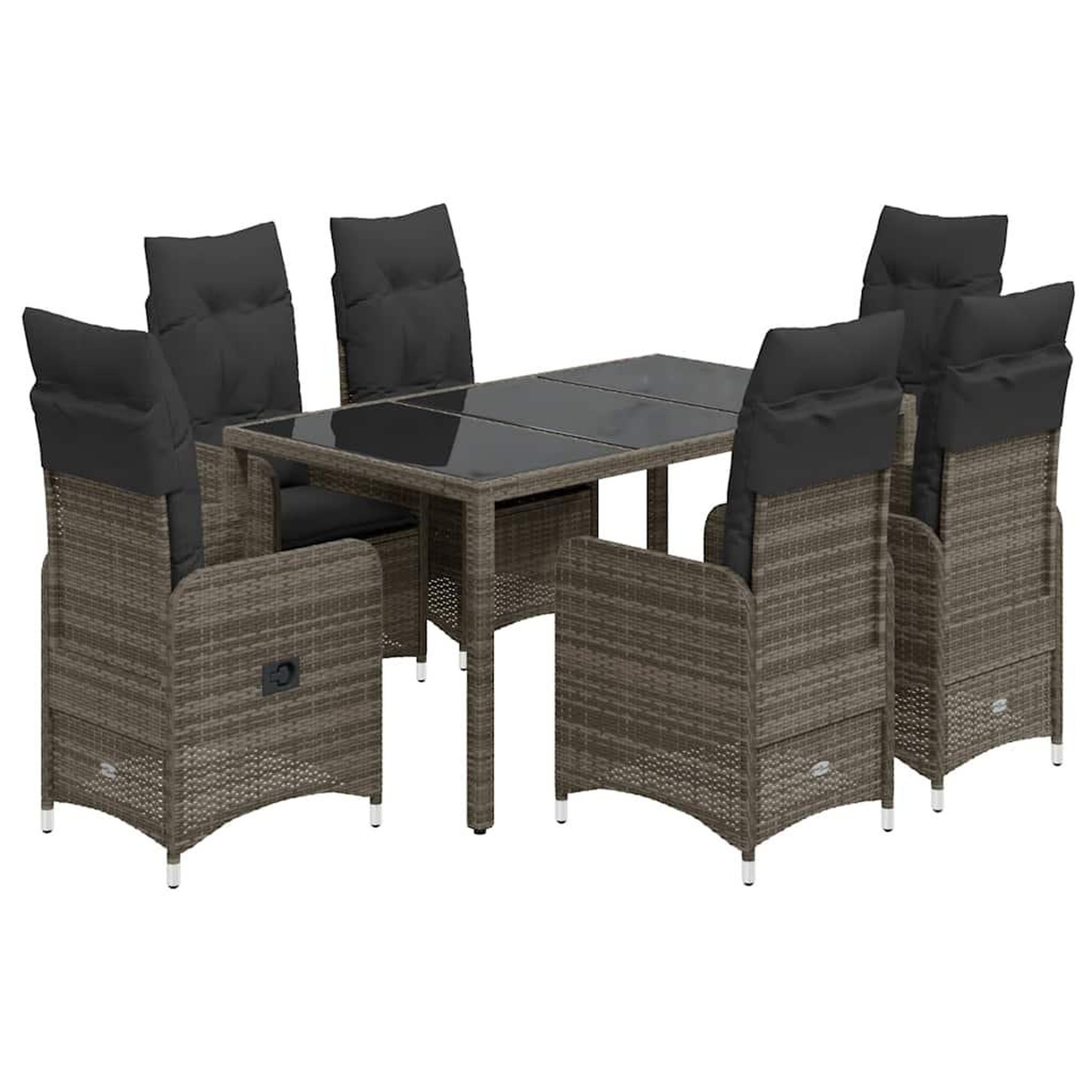 Voir la diapositive 2 : VIDAXL Ensemble de bistro de jardin 7 pcs coussins gris poly rotin