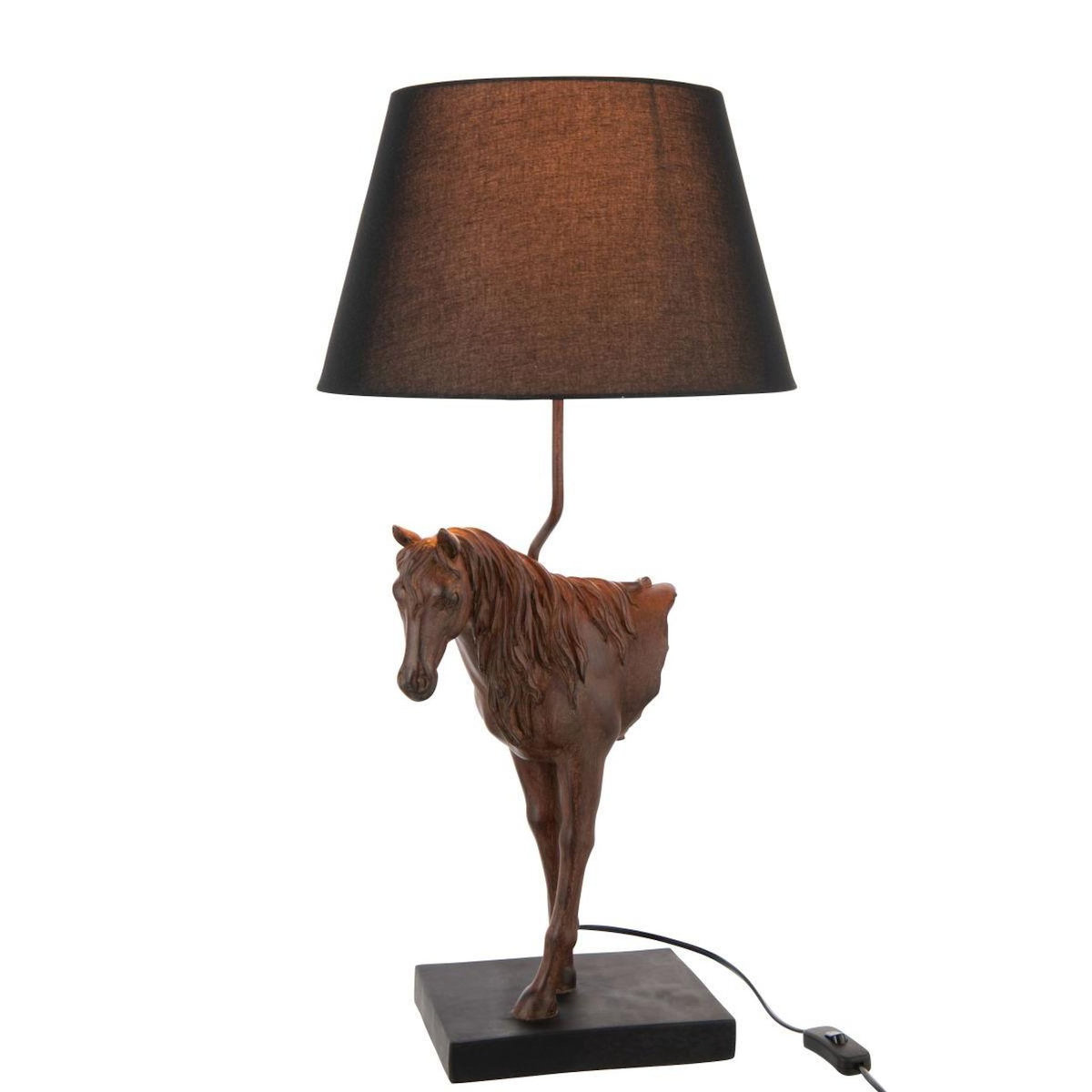 Paris Prix Lampe à Poser Cheval Face  Ronny  70cm Marron Foncé