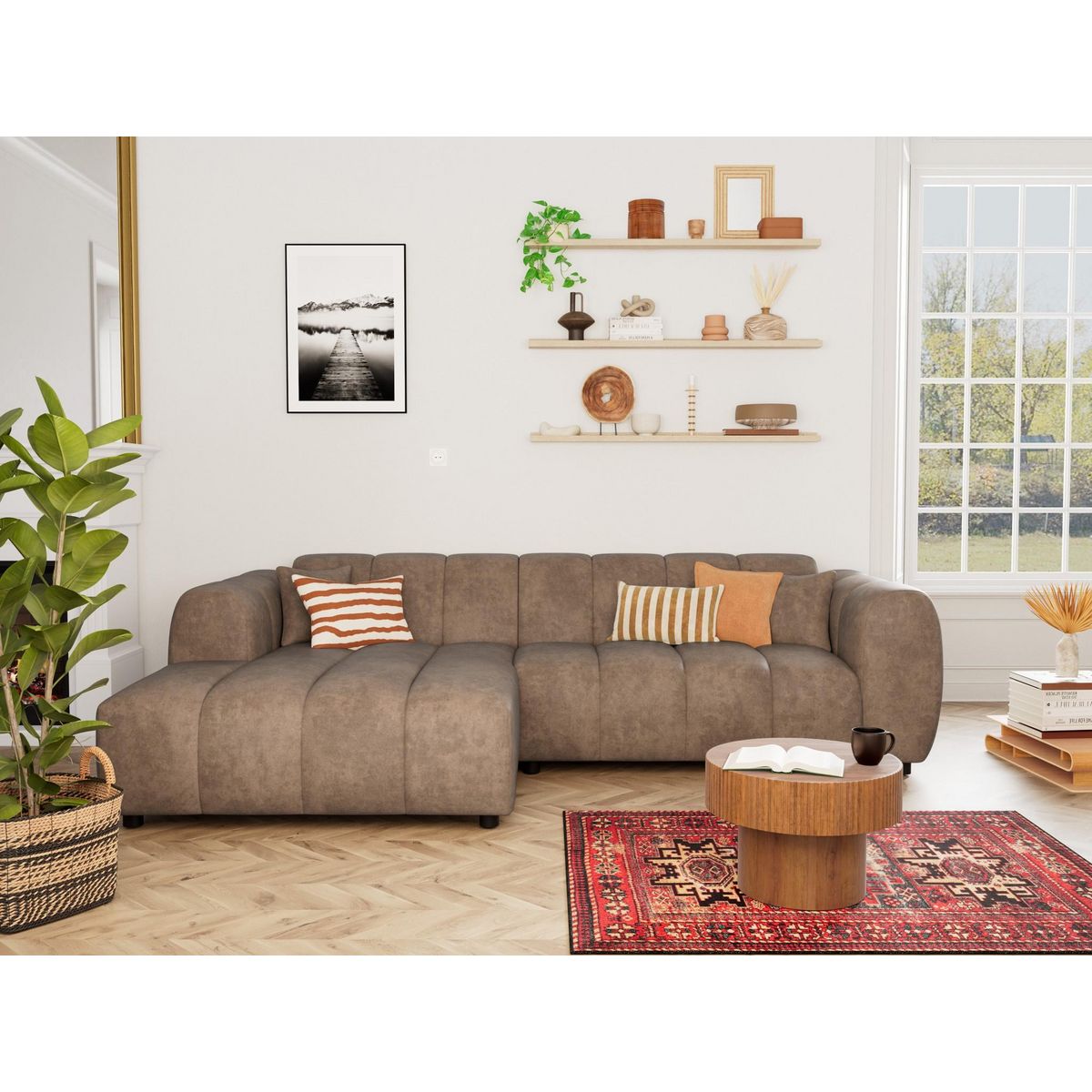 LISA DESIGN Curtis - canapé d'angle gauche 4 places en simili