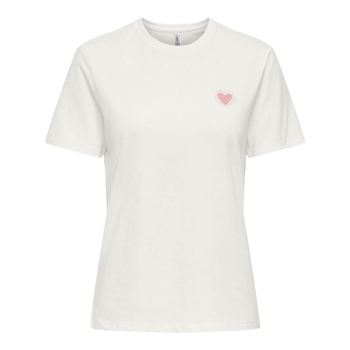 Only T-Shirt Blanc/Rose Femme Only Heart