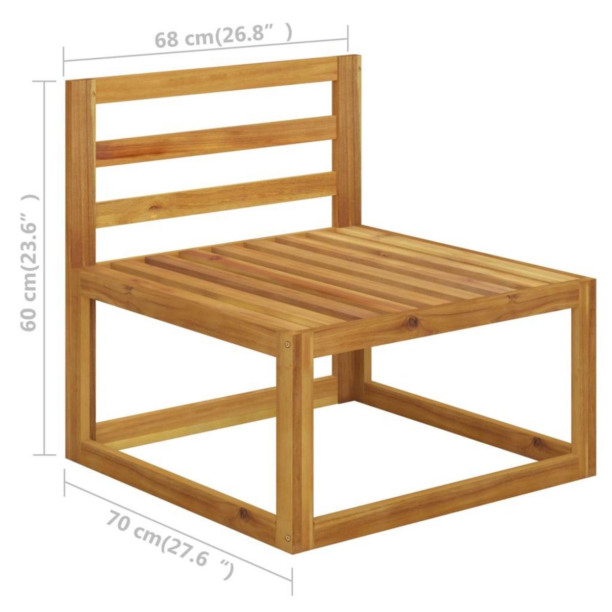 VIDAXL Canape central sectionnel avec coussin gris fonce Bois d'acacia