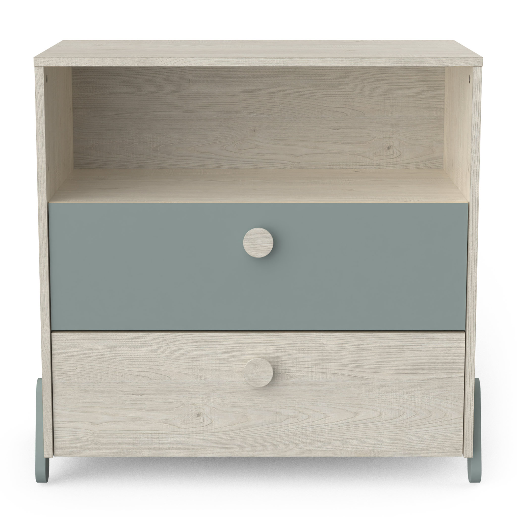 Voir la diapositive 2 : Commode enfant 1 niches 2 tiroirs L73cm NOLAN
