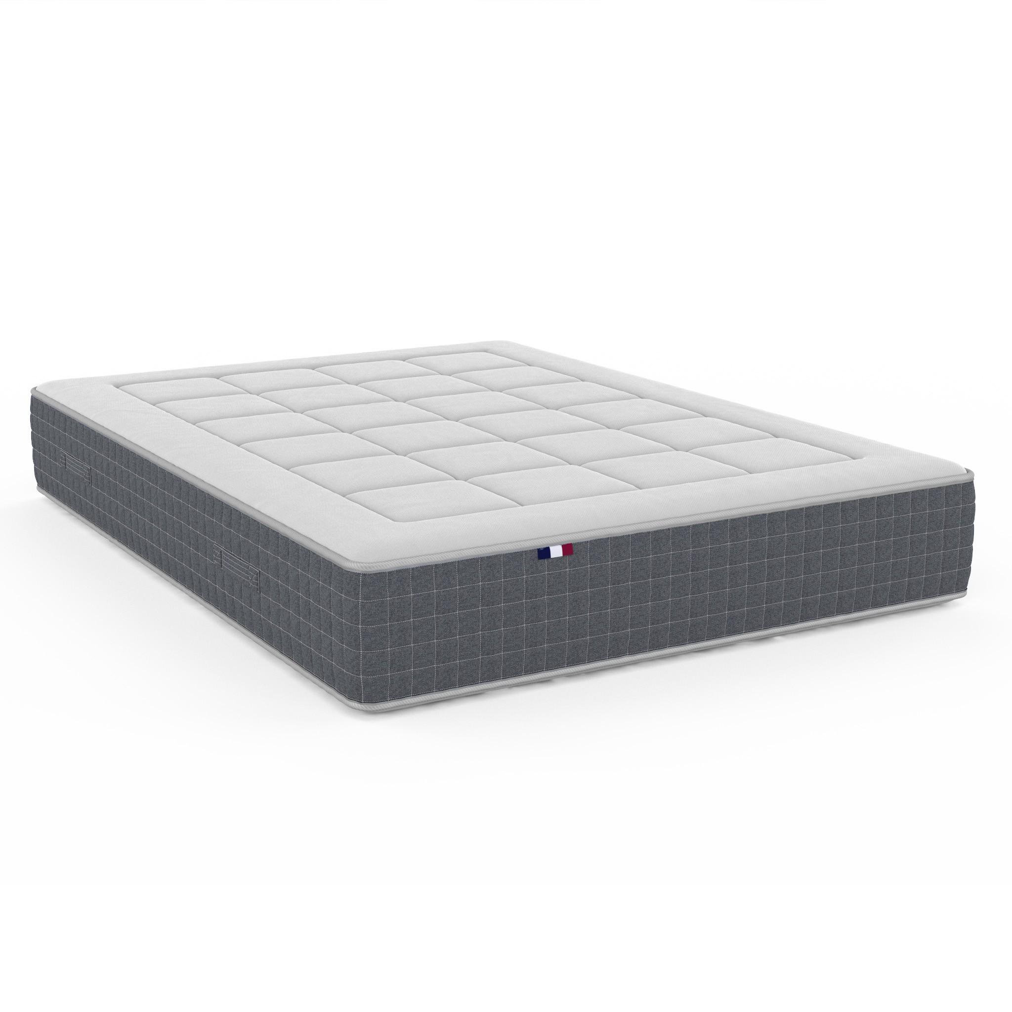 IDLITERIE Matelas ressorts ensachés 7 zones MAX - soutien ferme et réversible. Coloris disponibles : Bleu